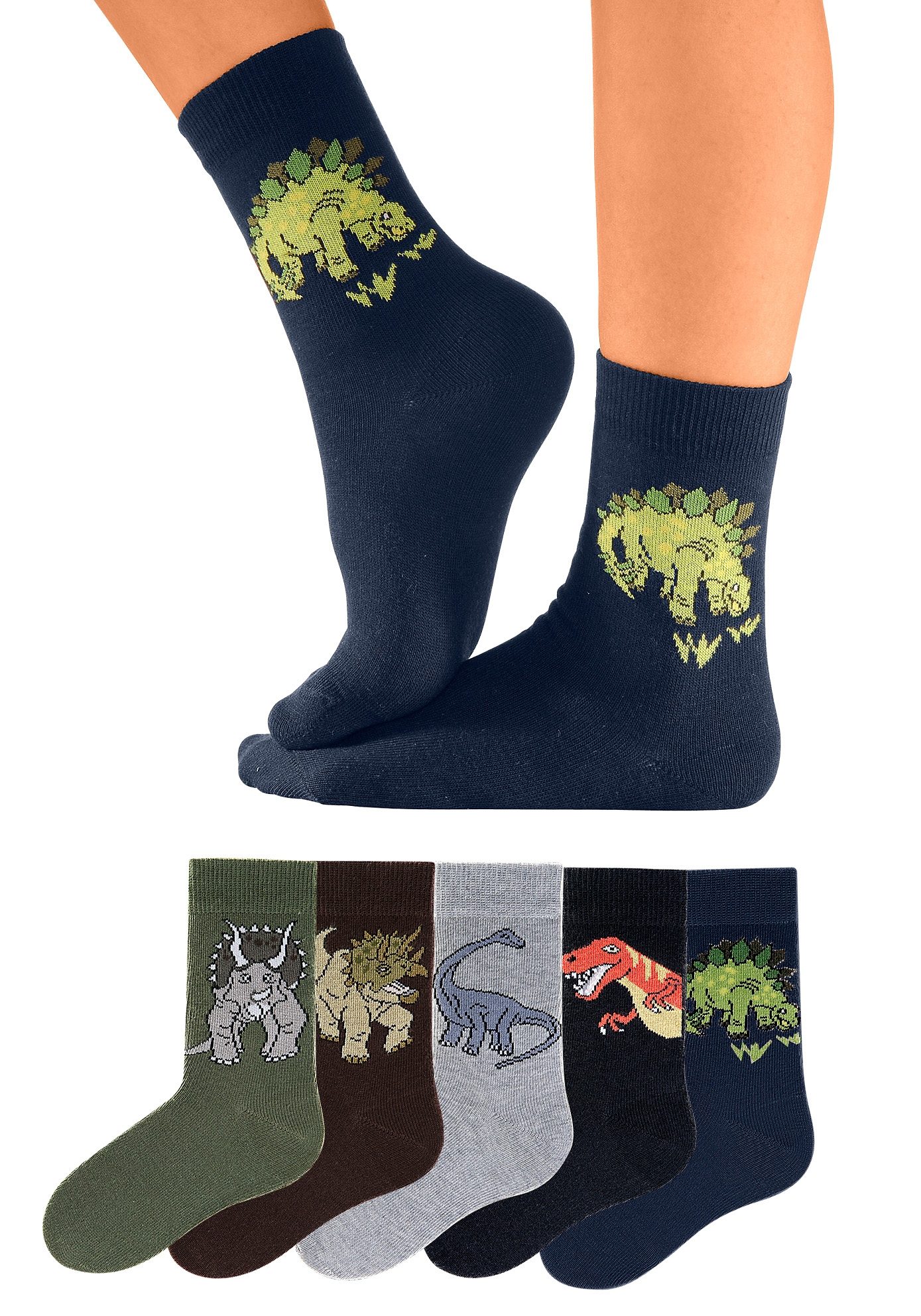 H.I.S Sokken met dinosaurusmotieven (set, 5 paar)