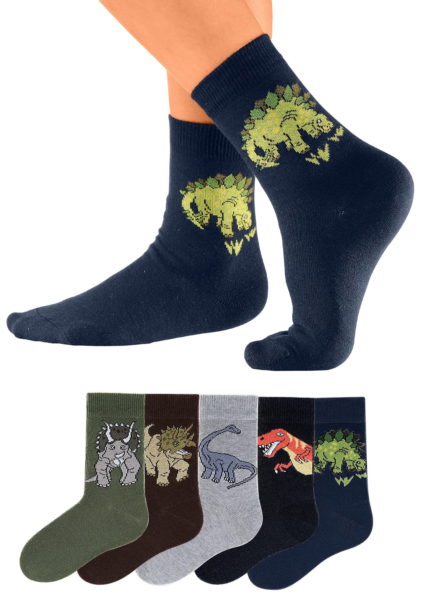 H.I.S Sokken met dinosaurusmotieven (set, 5 paar)