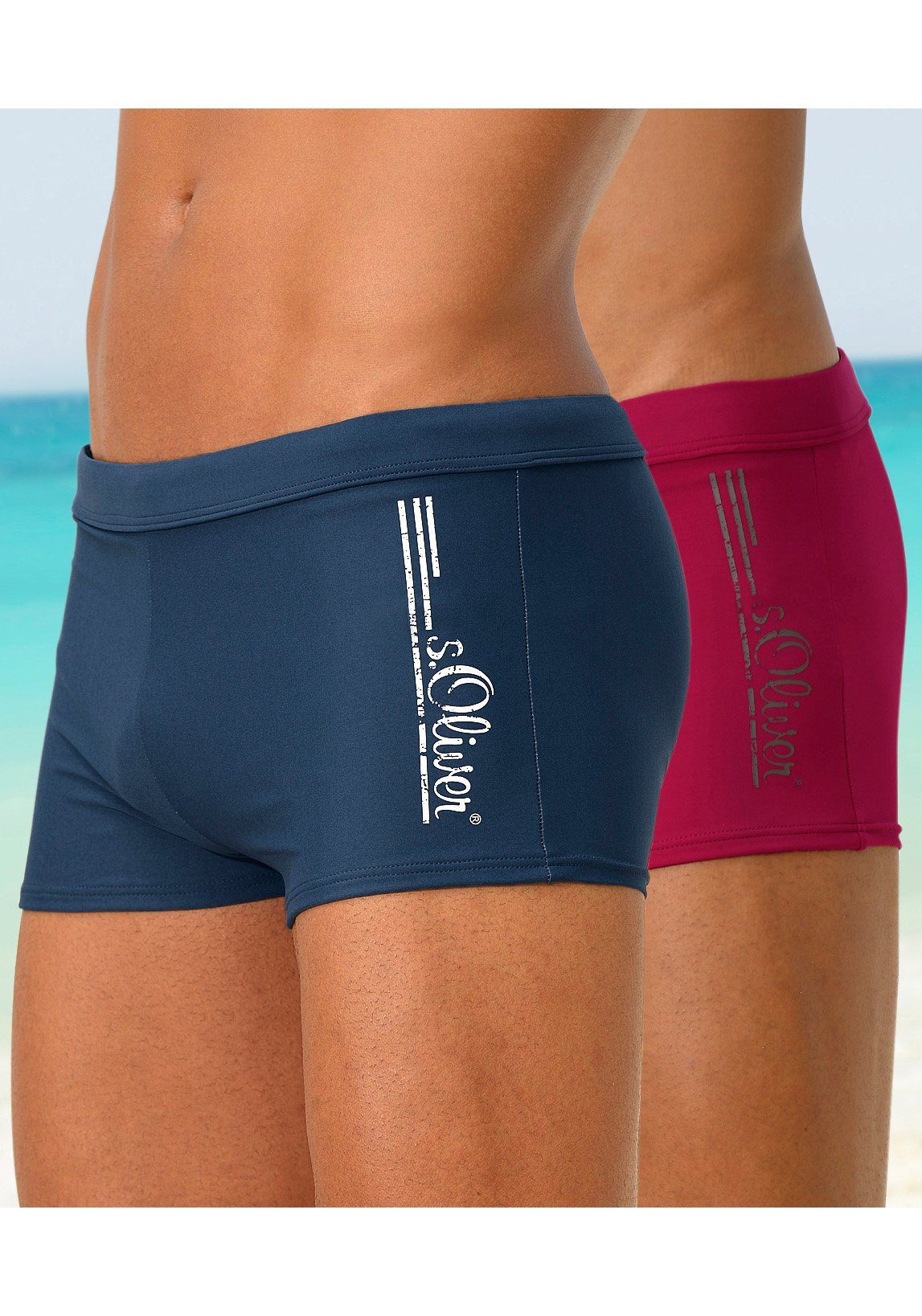 s.Oliver RED LABEL Beachwear Zwemboxer met logo-opschrift in een coole used look