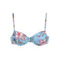 lascana bikinitop met beugels malia met tropische print blauw