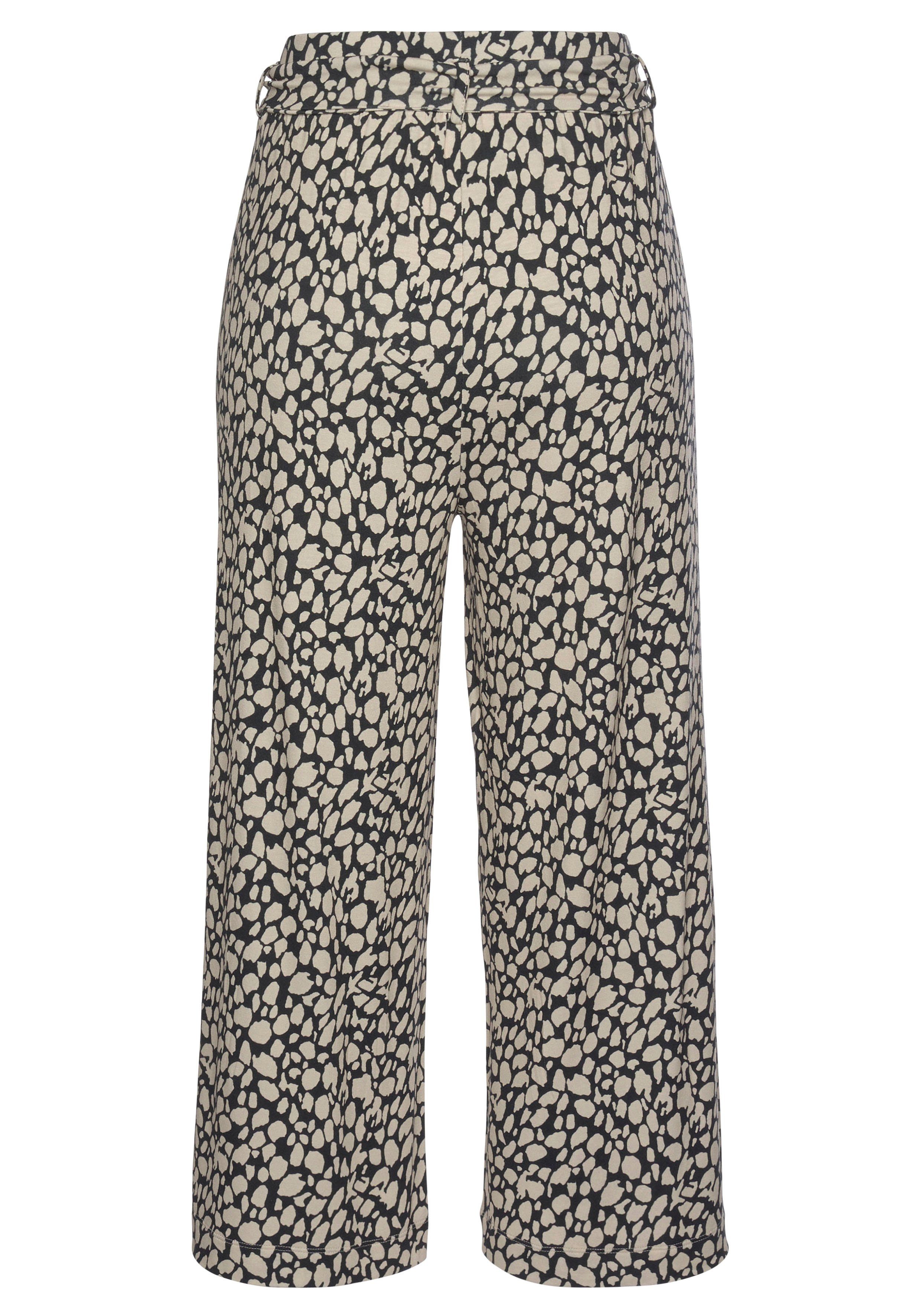 Lascana Culotte en all-over print, 7/8 lengte, elastische tailleband, zomerbroek (Met een bindceintuur)