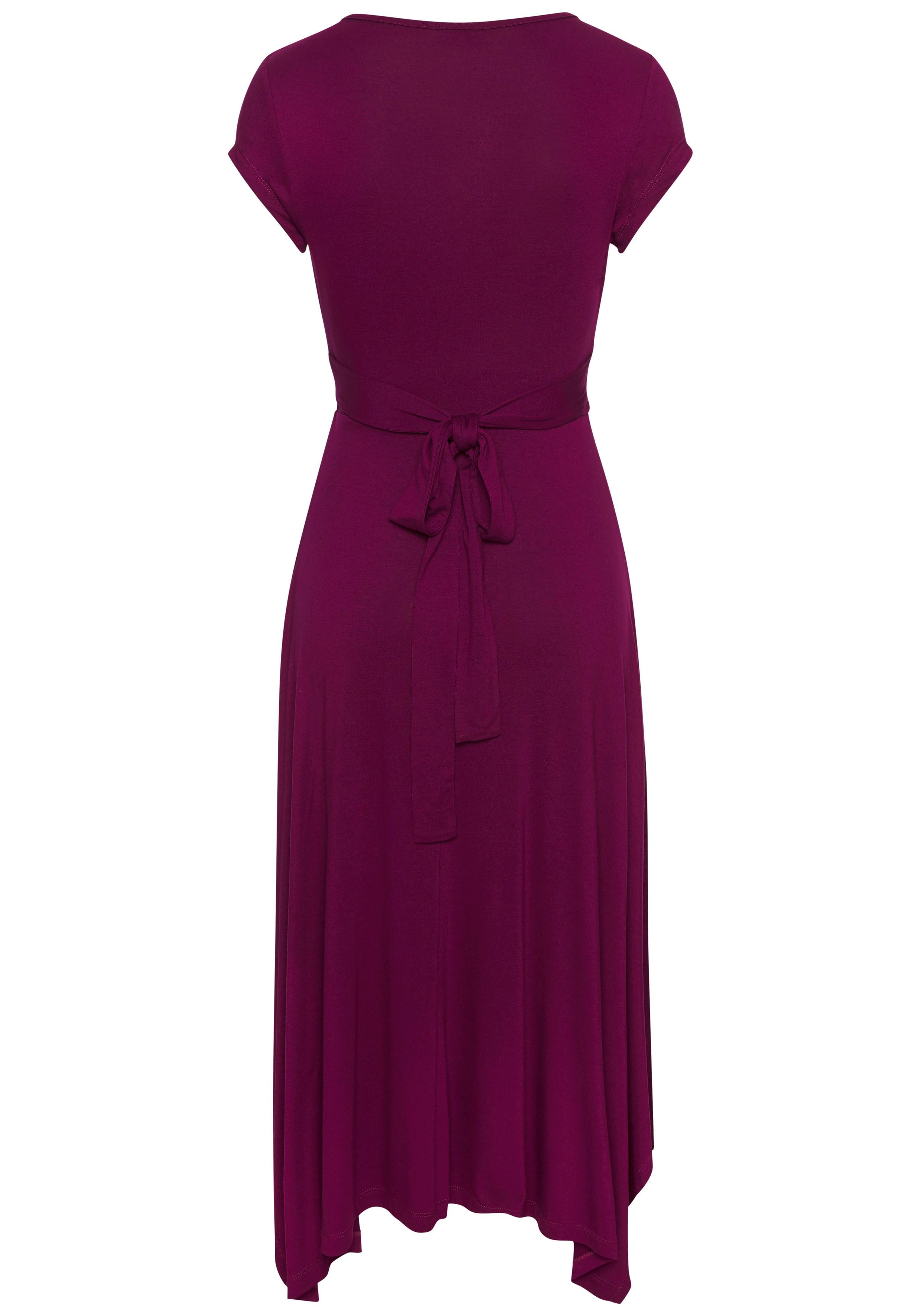 Beachtime Zomerjurk met puntzoom en strik, jersey jurk, asymmetrisch rokdeel