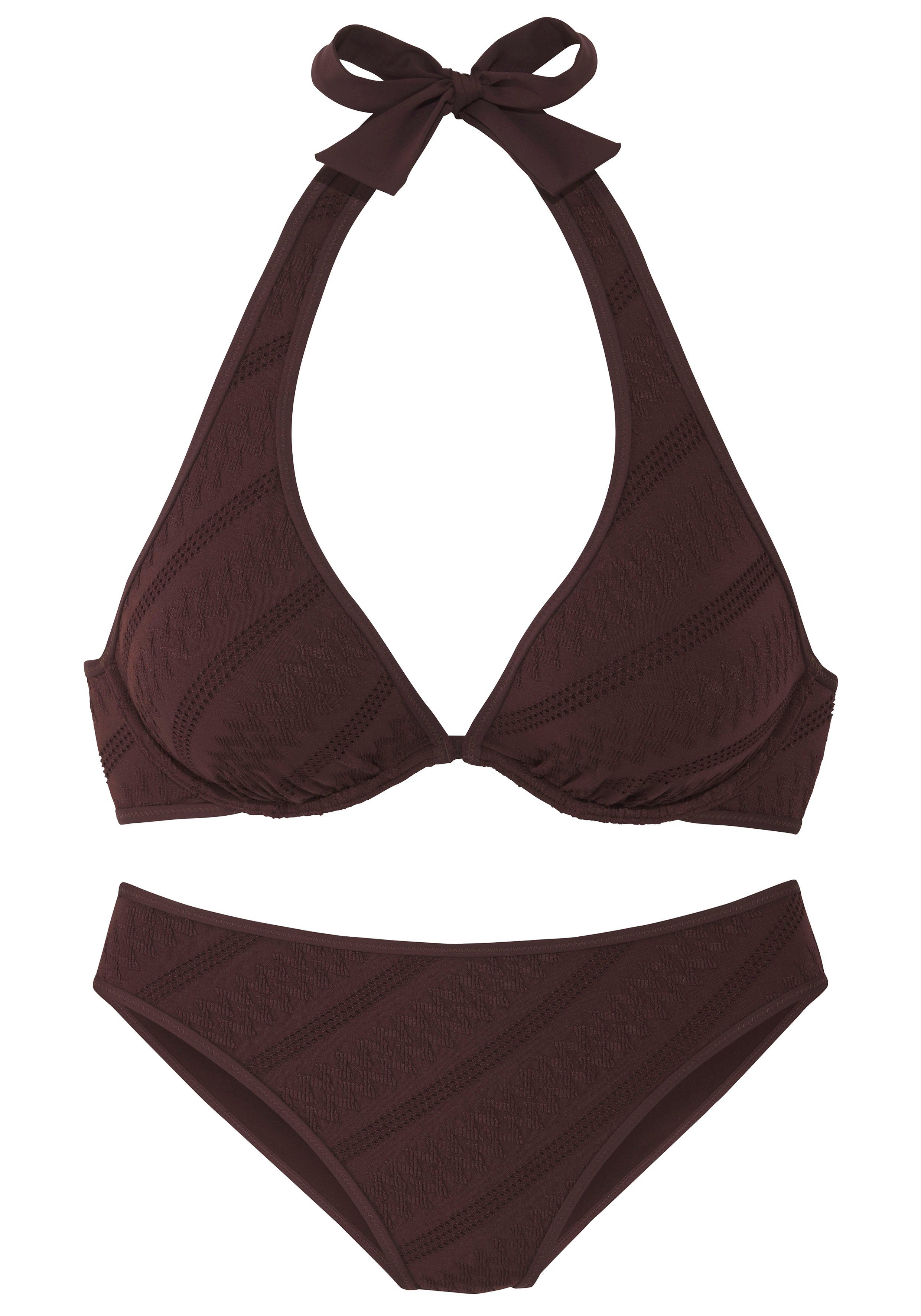 s.Oliver RED LABEL Beachwear Beugelbikini Naila met structuur (set) beugel bikini's maat D D bruin