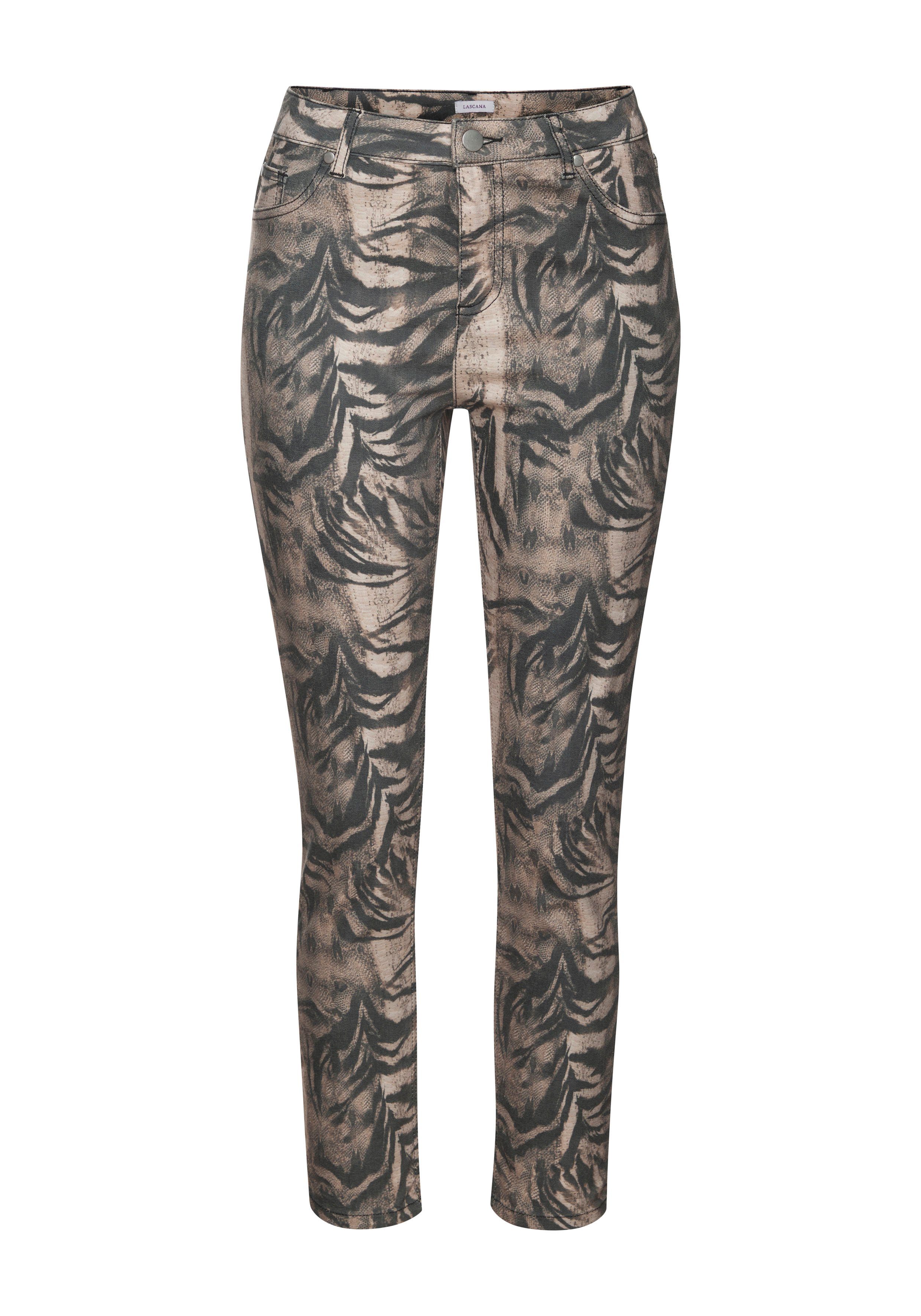 Lascana 7/8-jegging met dierenprint, elastische skinny jeans met alloverprint