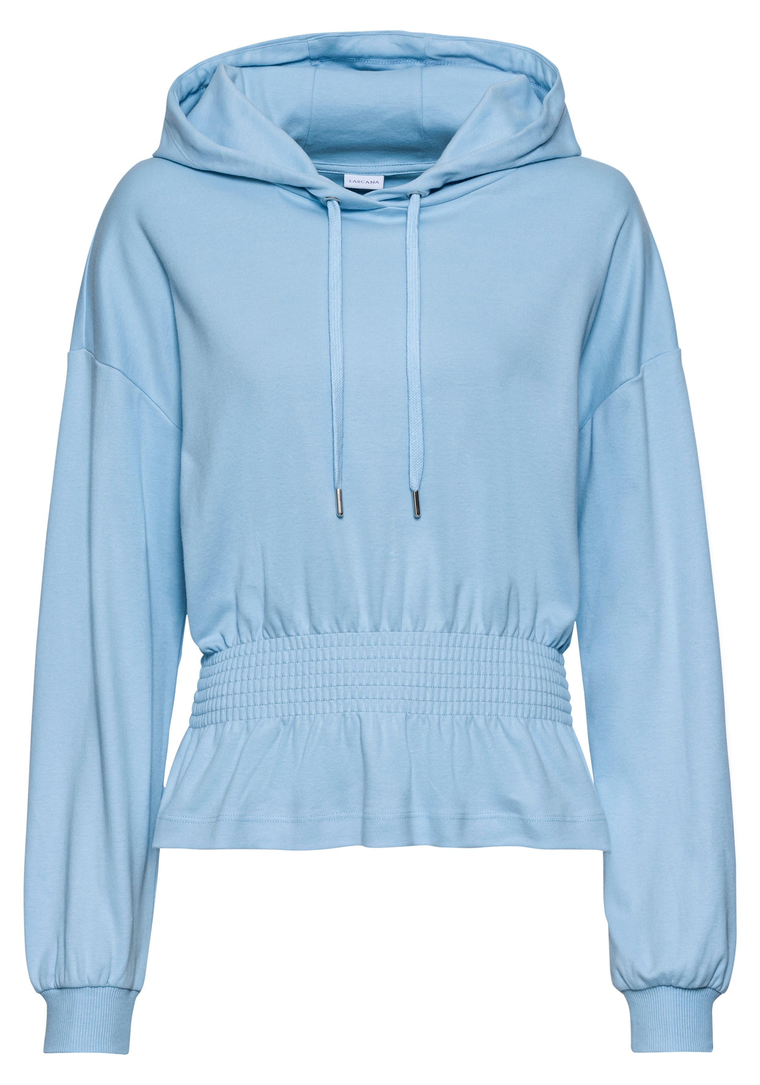 Lascana Hoodie met elastische rimpeling in de taille, loungewear