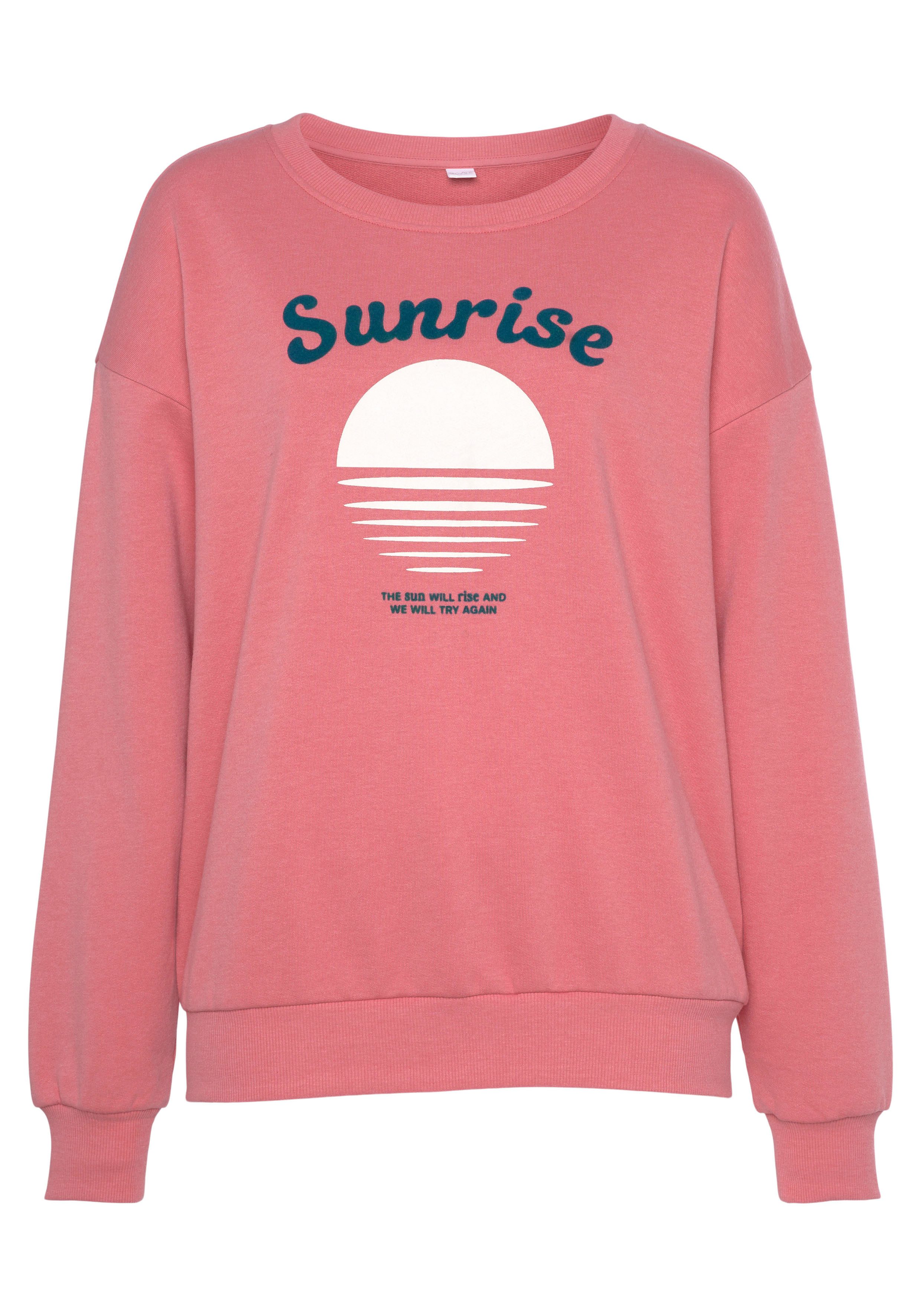 Vivance Sweater -Pullover met mooie frontprint, loungewear tops & hoodies maat 44/46 roze