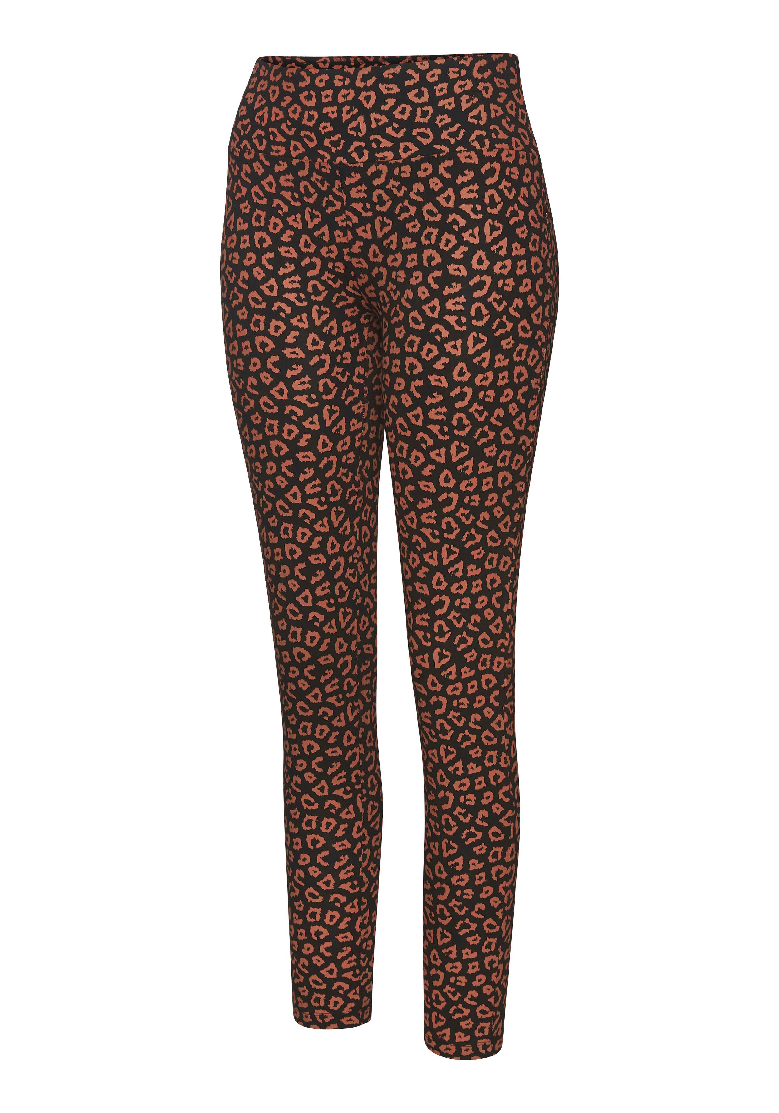 Lascana Legging Sweatleggings met brede band in leeuwprint, loungewear