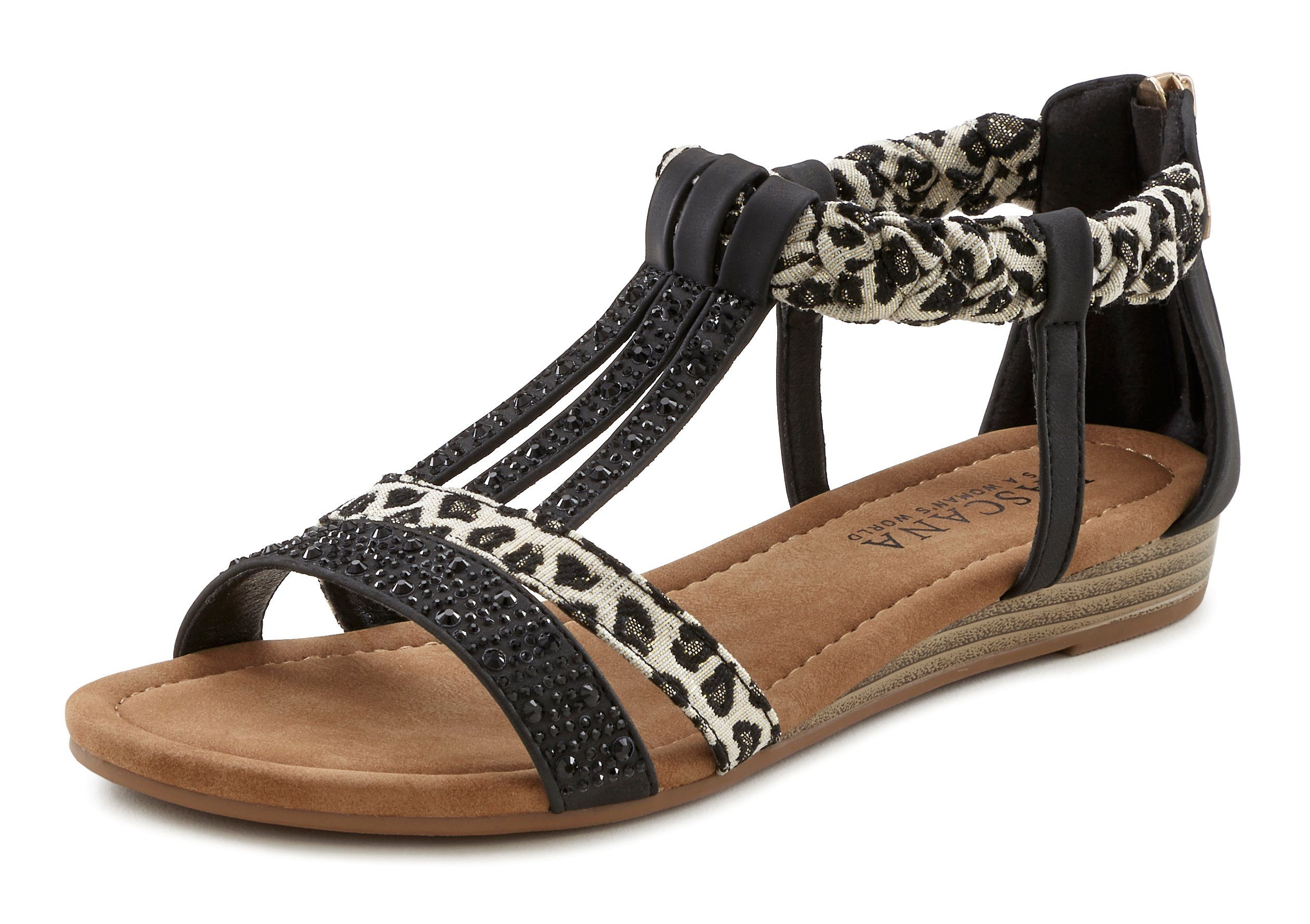 Lascana Sandalen Zomerschoen Sandalette, zomerschoen met versiering en kleine sleehak VEGAN