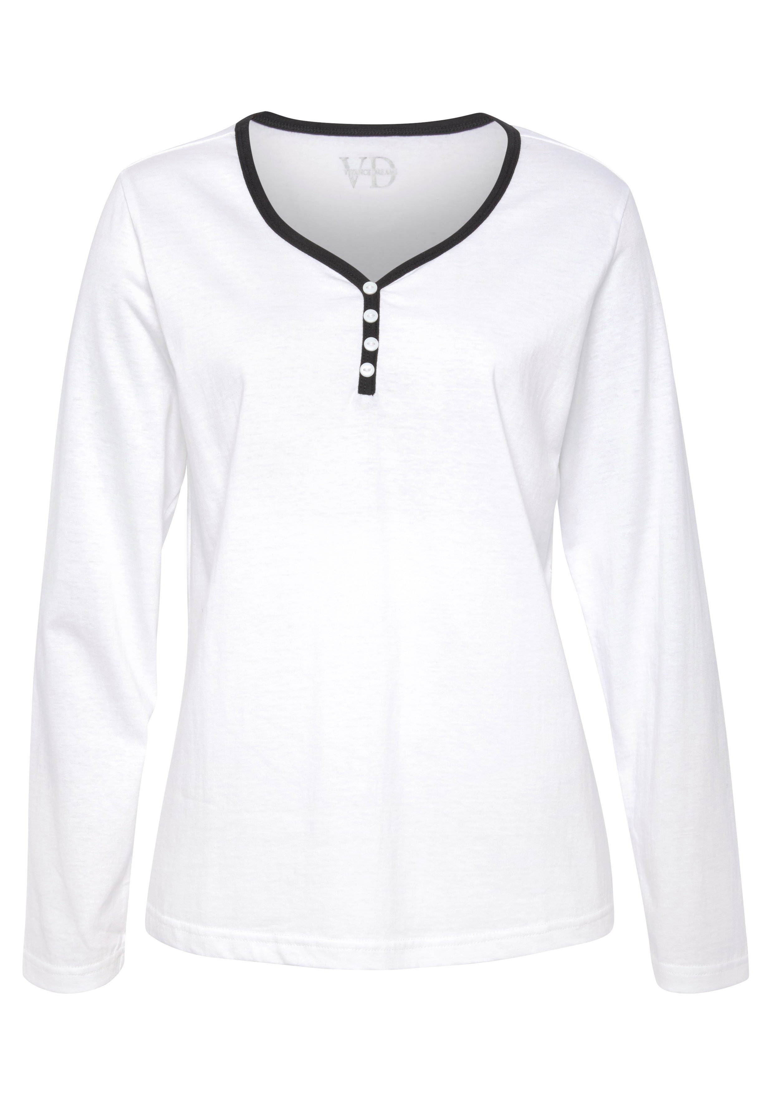Vivance Dreams Pyjama top met paspel en korte decoratieve knoopsluiting
