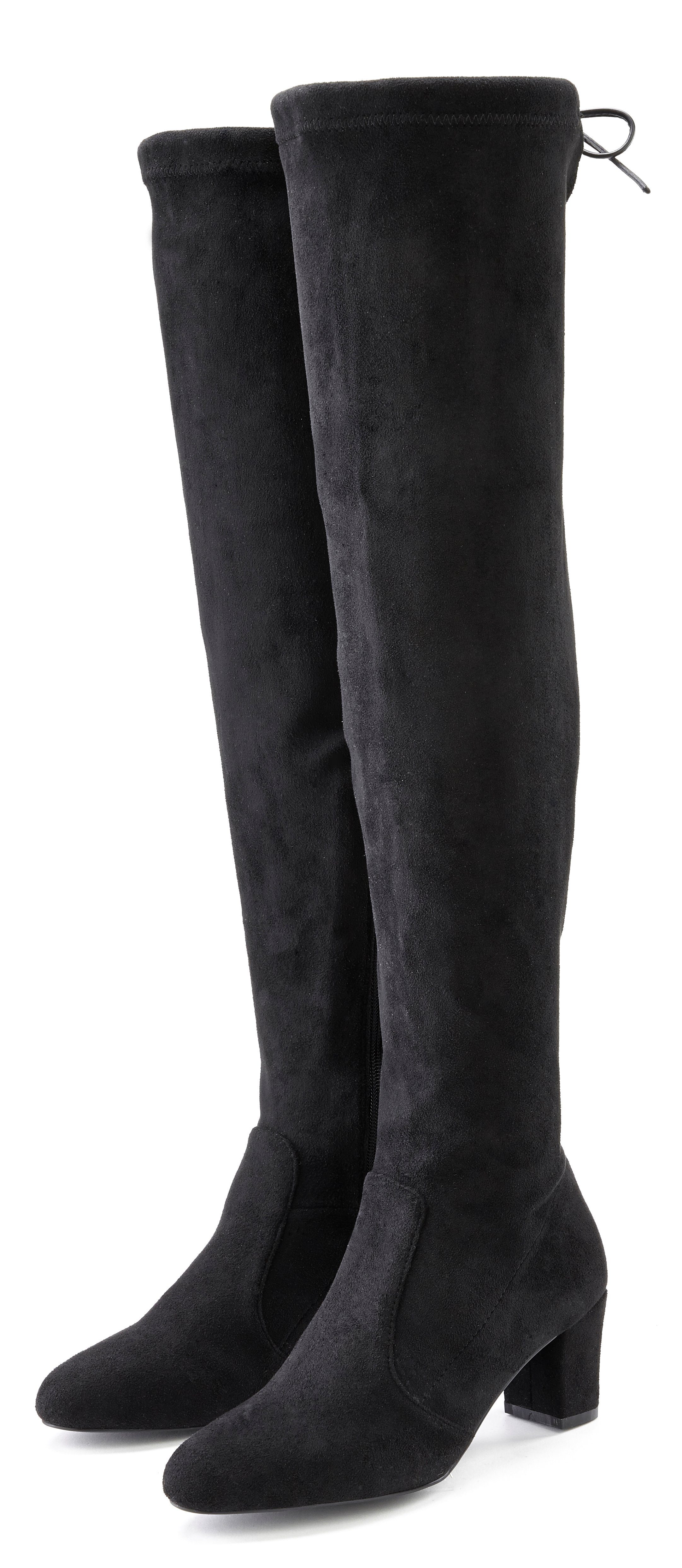 Lascana Overknee-laarzen Slouchy boots, lange schacht laarzen, instap laars, zacht stretchmateriaal