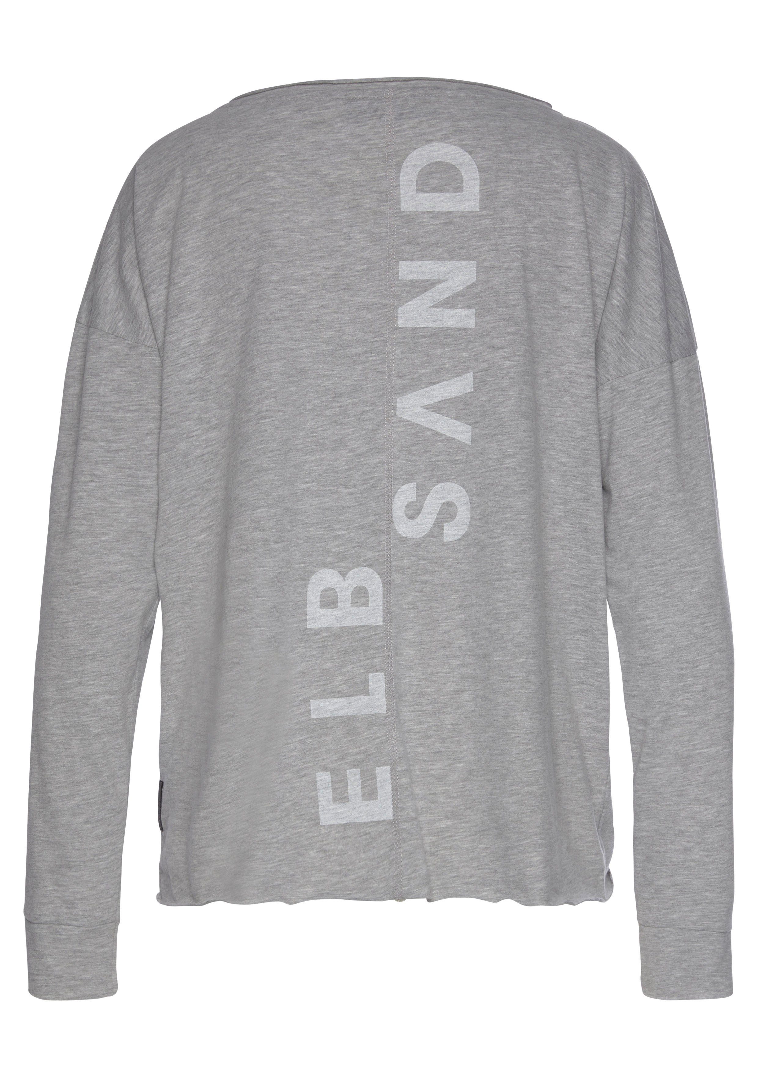 Elbsand Shirt met lange mouwen Eltje met logoprint op de rug, longsleeve van katoenmix shirts maat L grijs