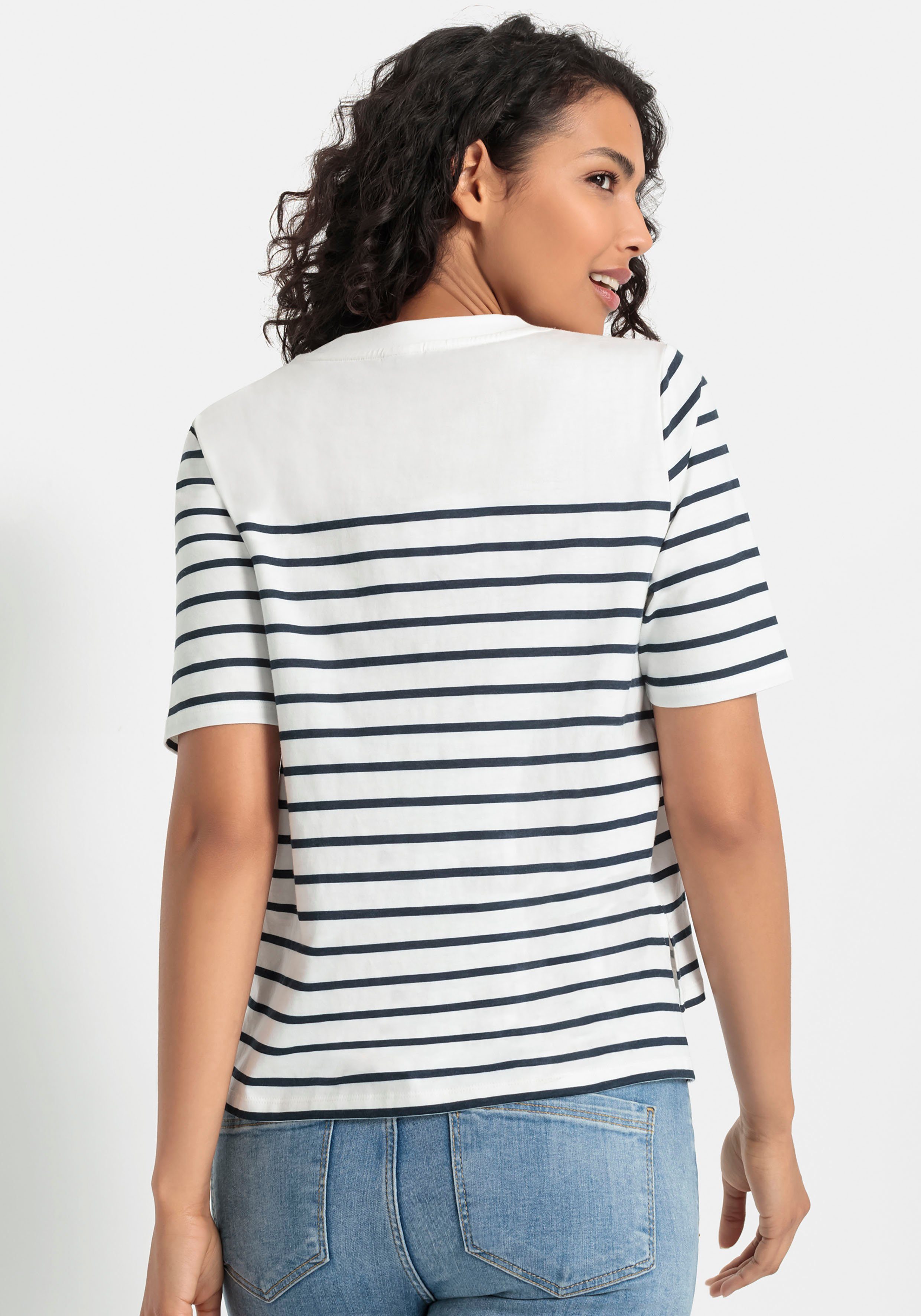 Lascana T-shirt met strepen, katoenen shirt met korte mouwen, slanke look, basic