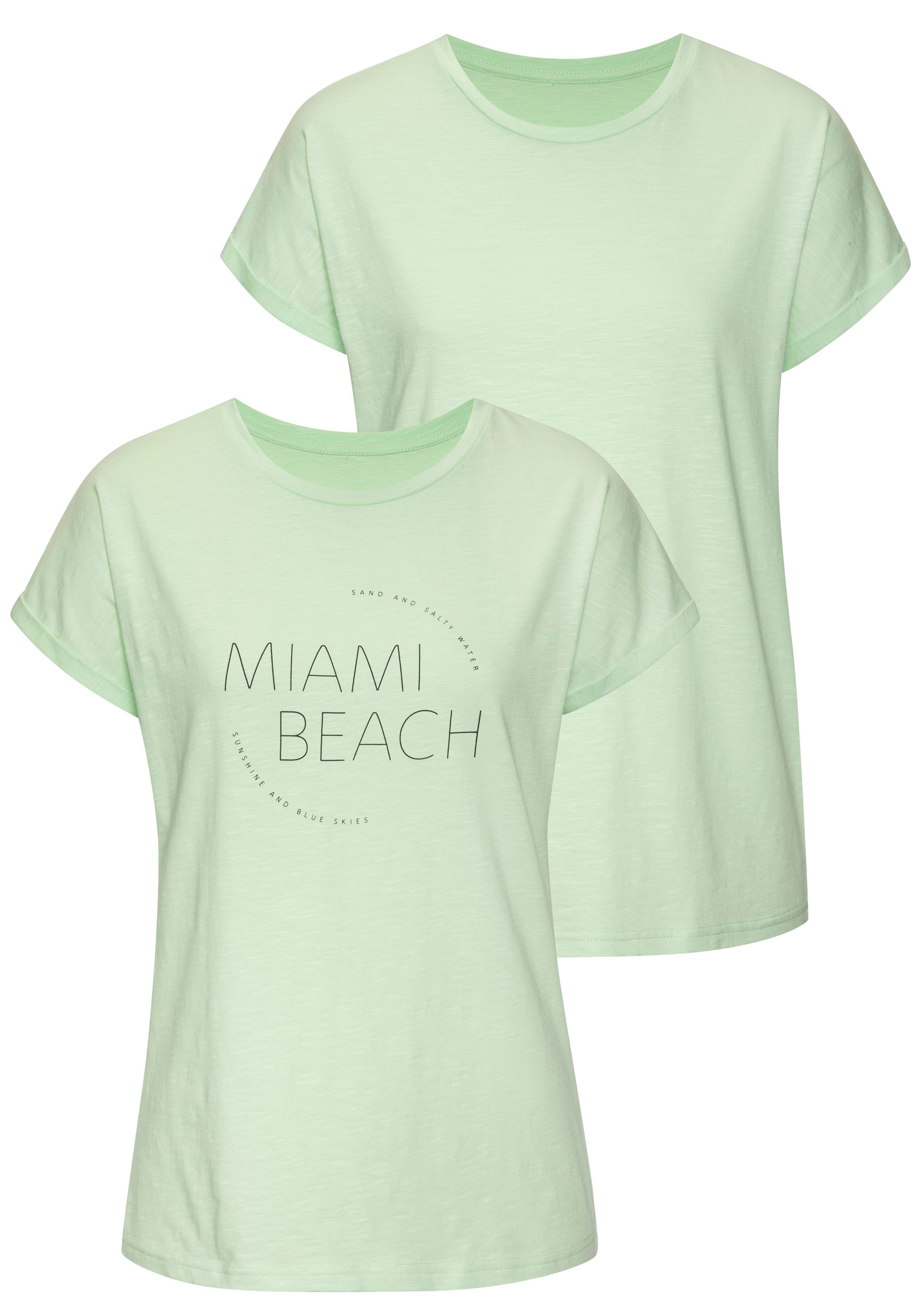 Vivance T-shirt Met modieuze frontprint in een zachte katoenkwaliteit (Set van 2)