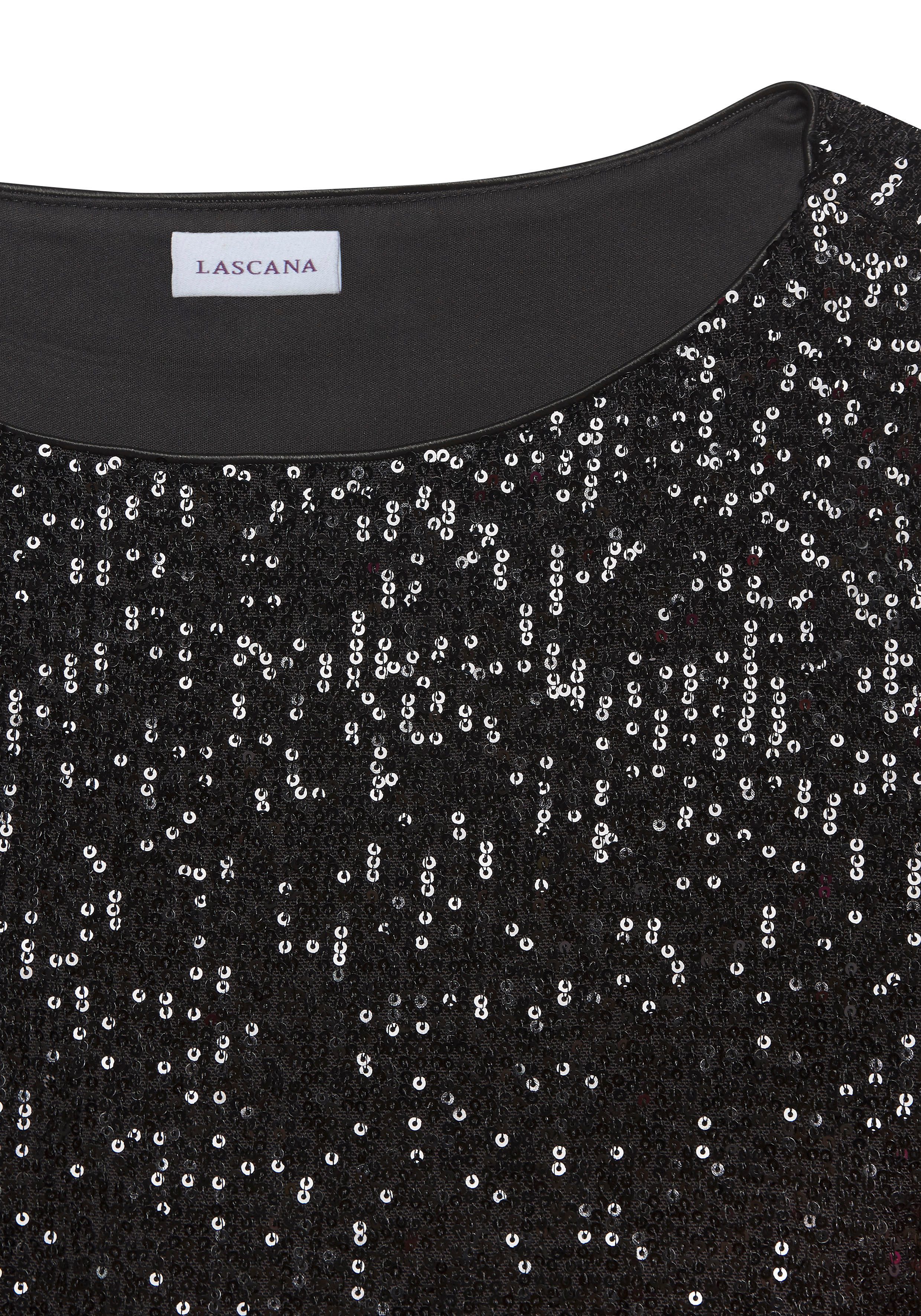 Lascana Shirt met pailletten met wijde mouwen, feestelijk glittershirt, partyshirt
