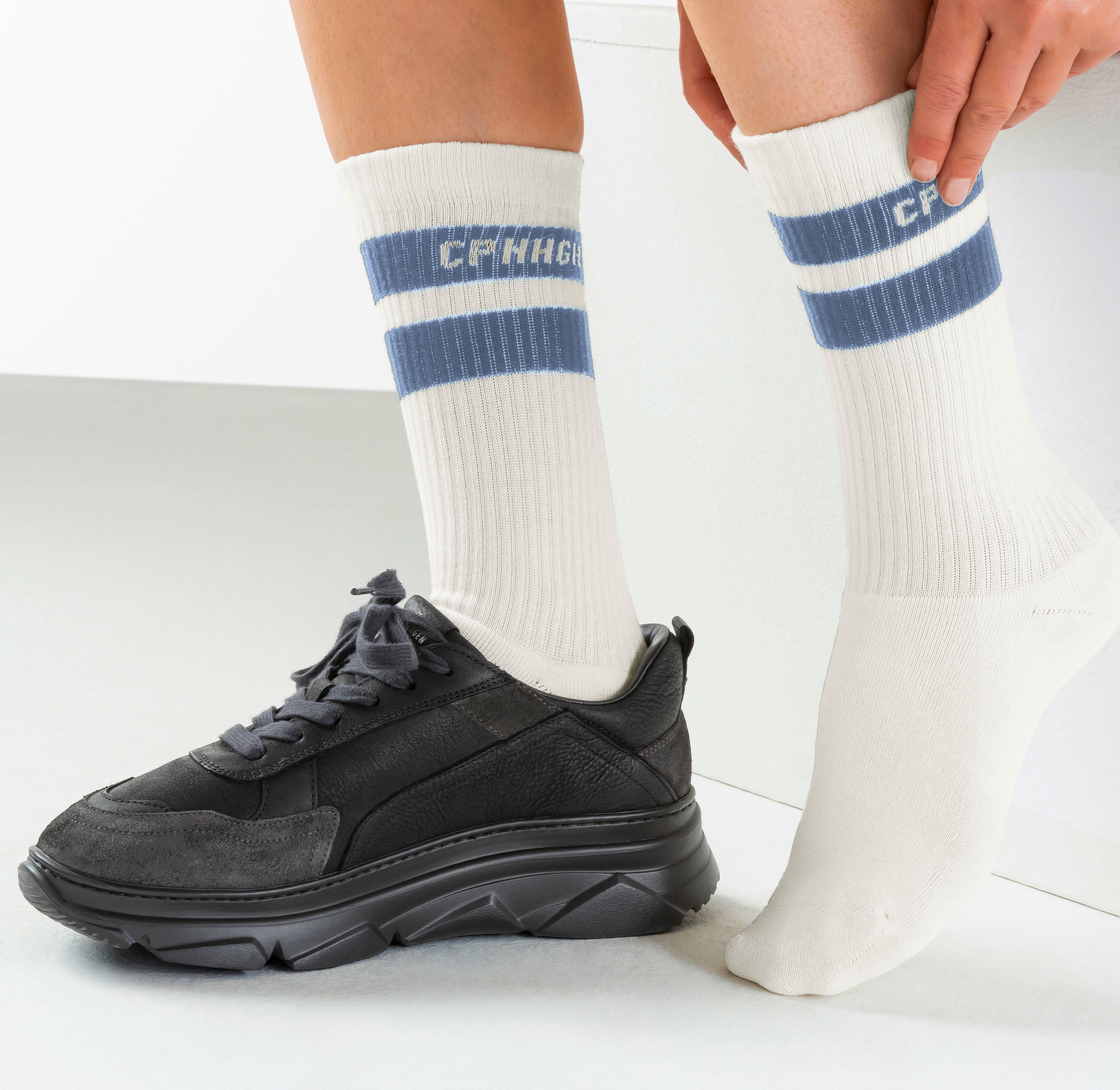 Copenhagen Studios Tennissokken met strepenpatroon en volle frotté (set, 3 paar)
