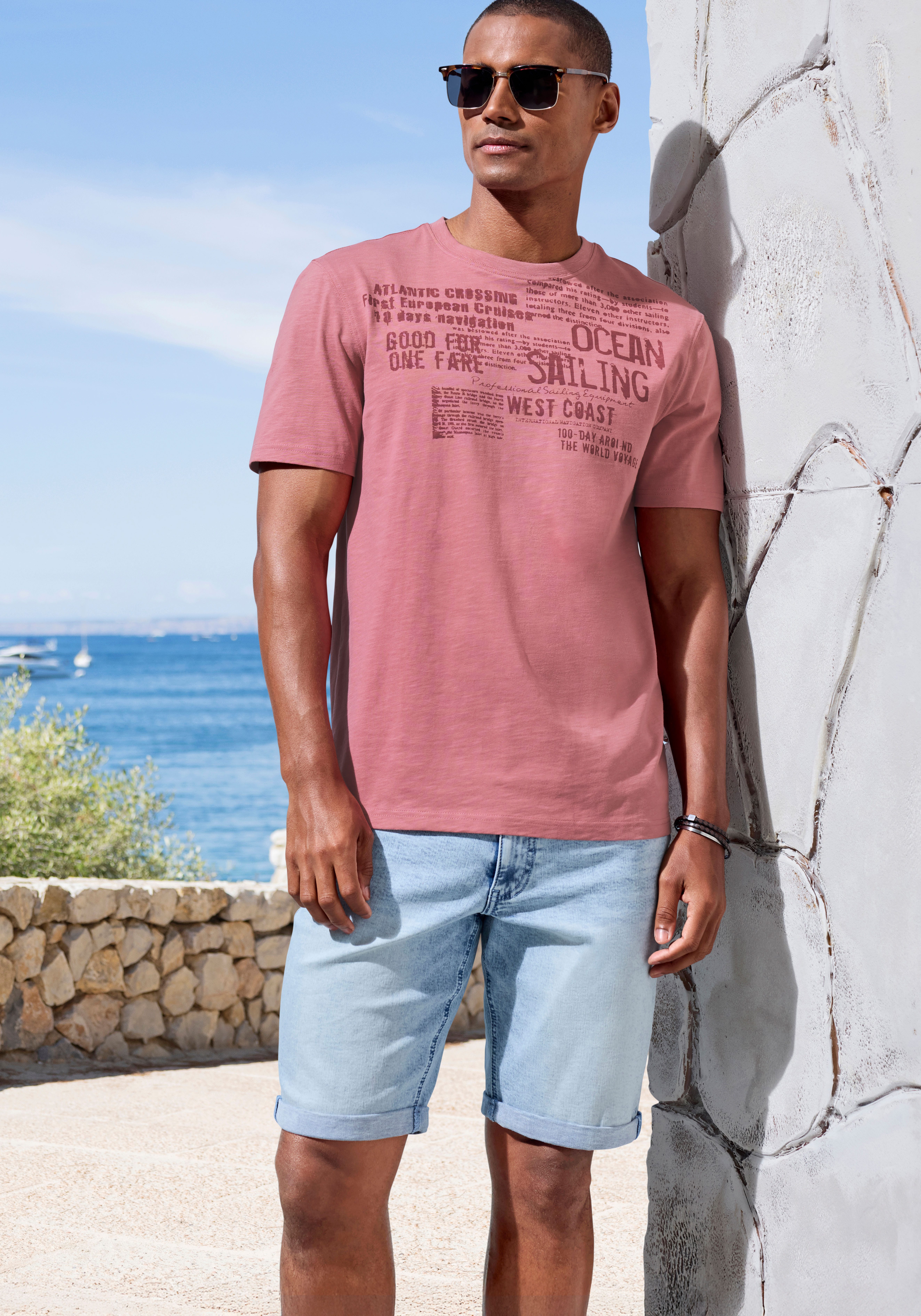 John Devin T-shirt Met print Regular-fit, van slub-kwaliteit, met print