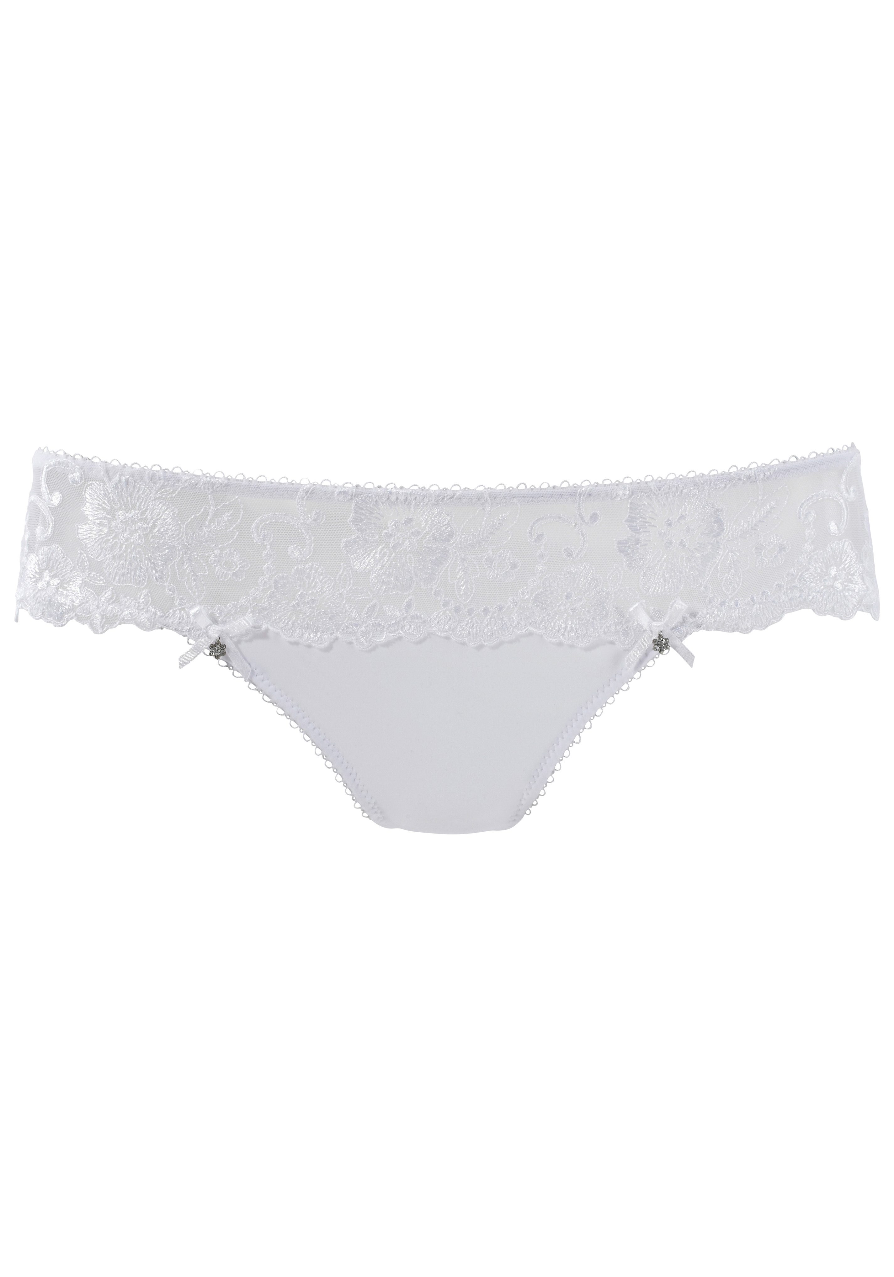 Lascana String Wanda Dessous met borduurkant in gebloemde look