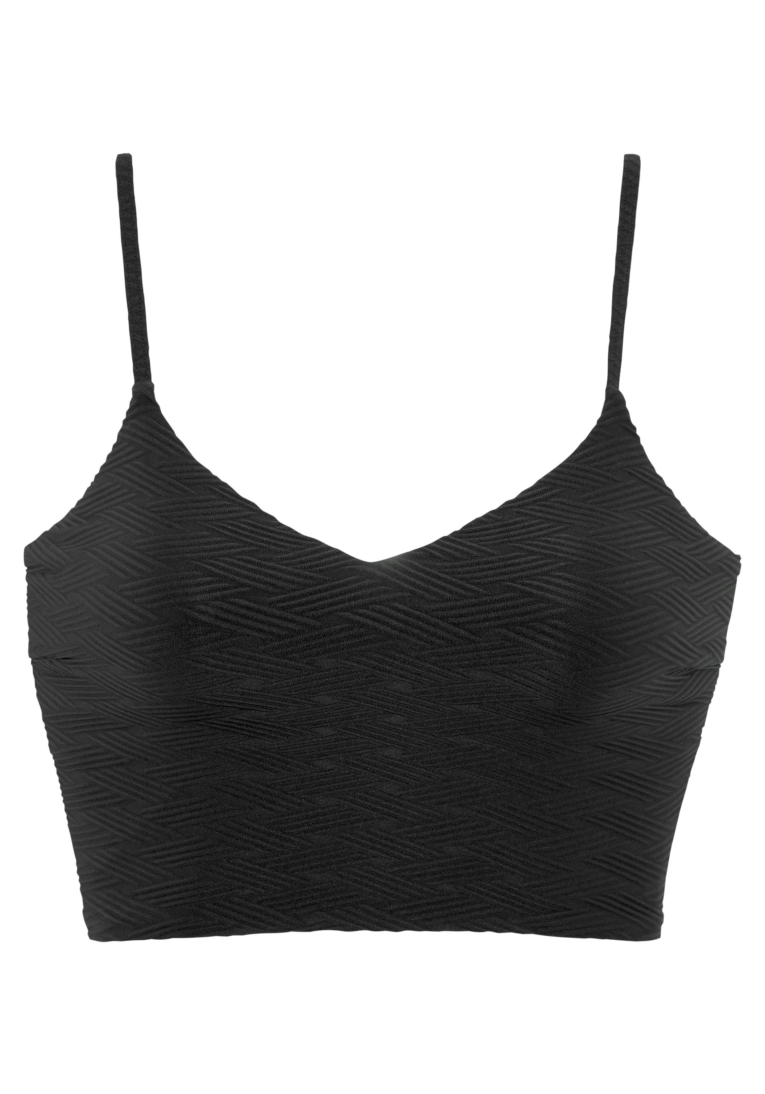 sunseeker crop-bikinitop loretta met structuurpatroon zwart