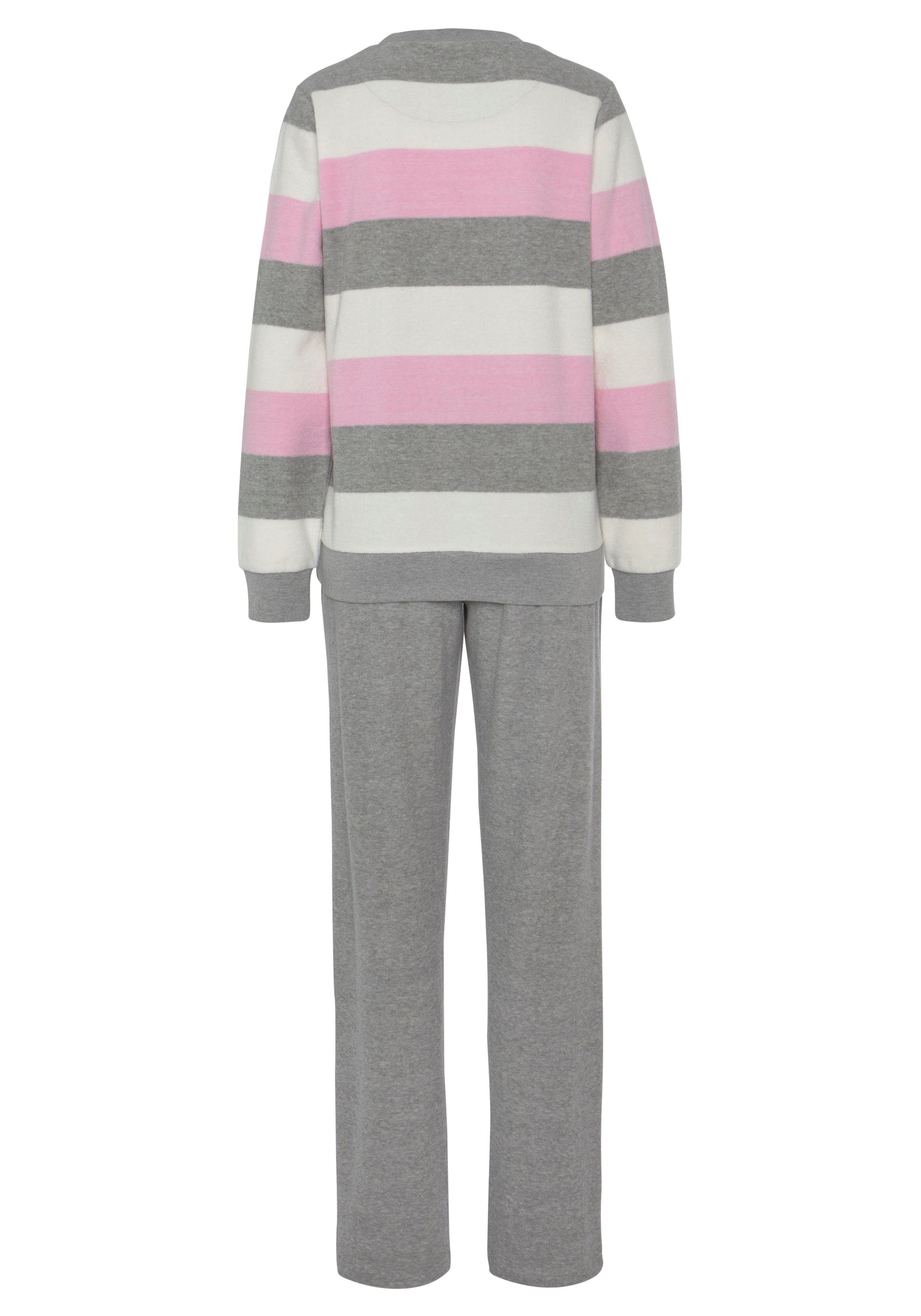 Vivance Dreams Pyjama van zachte frotté en met colorblock strepen (2-delig)