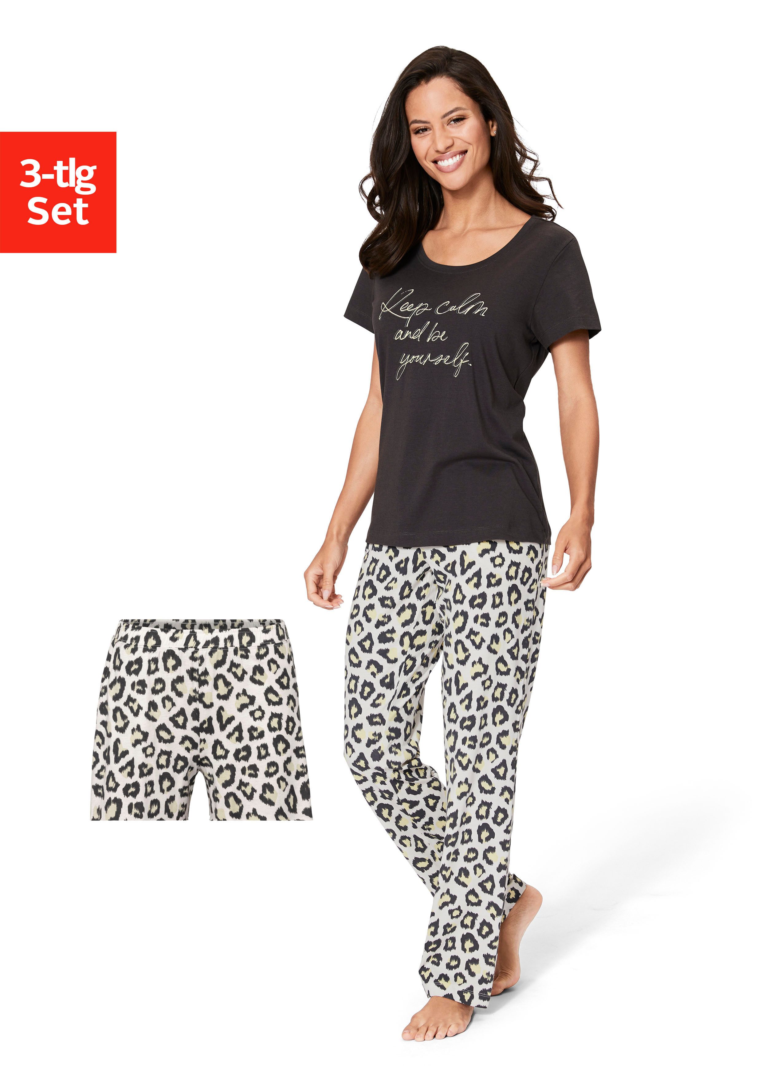 Vivance Dreams Pyjama met luipaardprint (set, 3-delig)