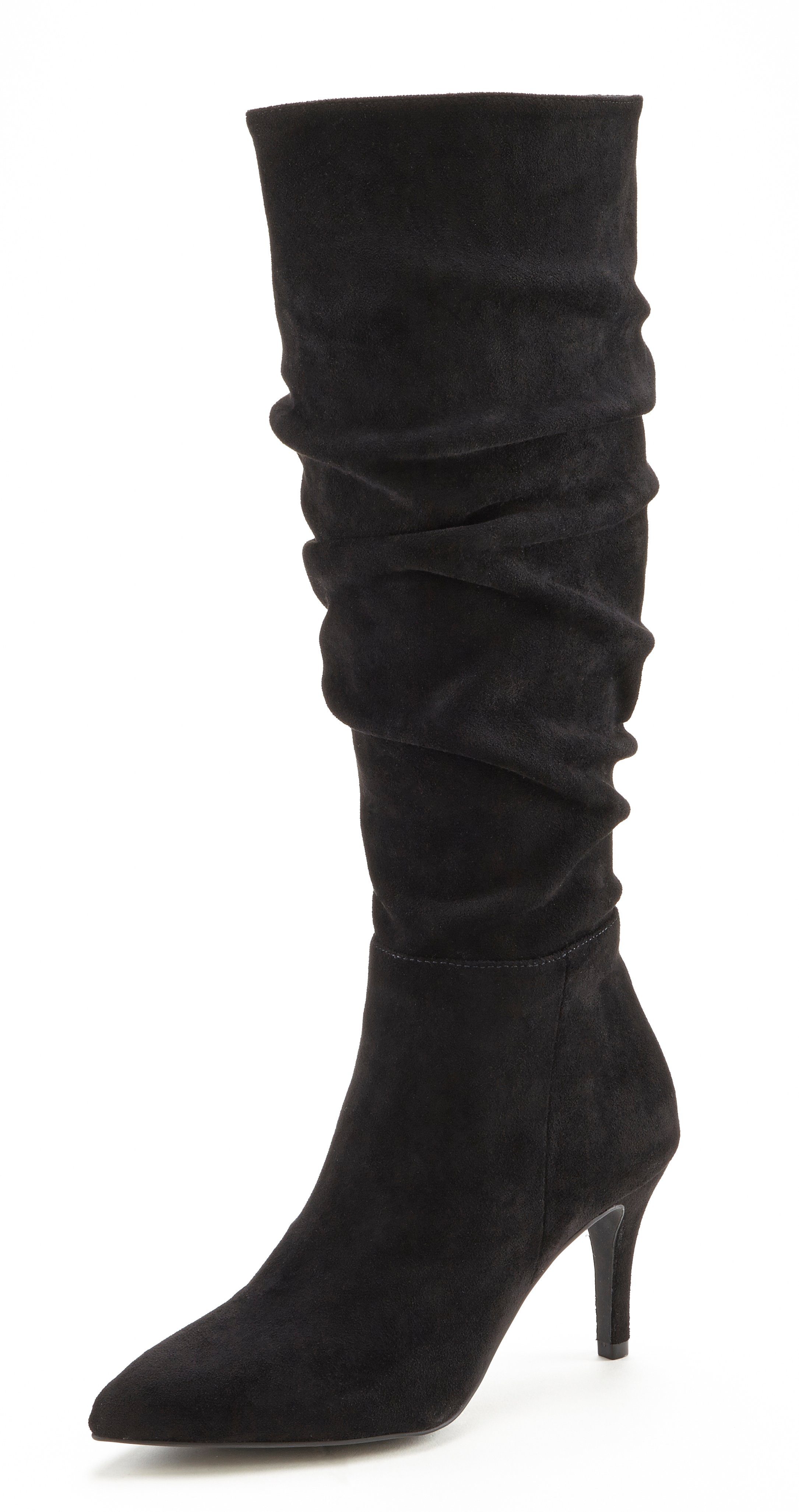 Lascana Laarzen met ritssluiting met modieuze rimpeling, lange schacht, high-heel enkellaars, slouchy boots