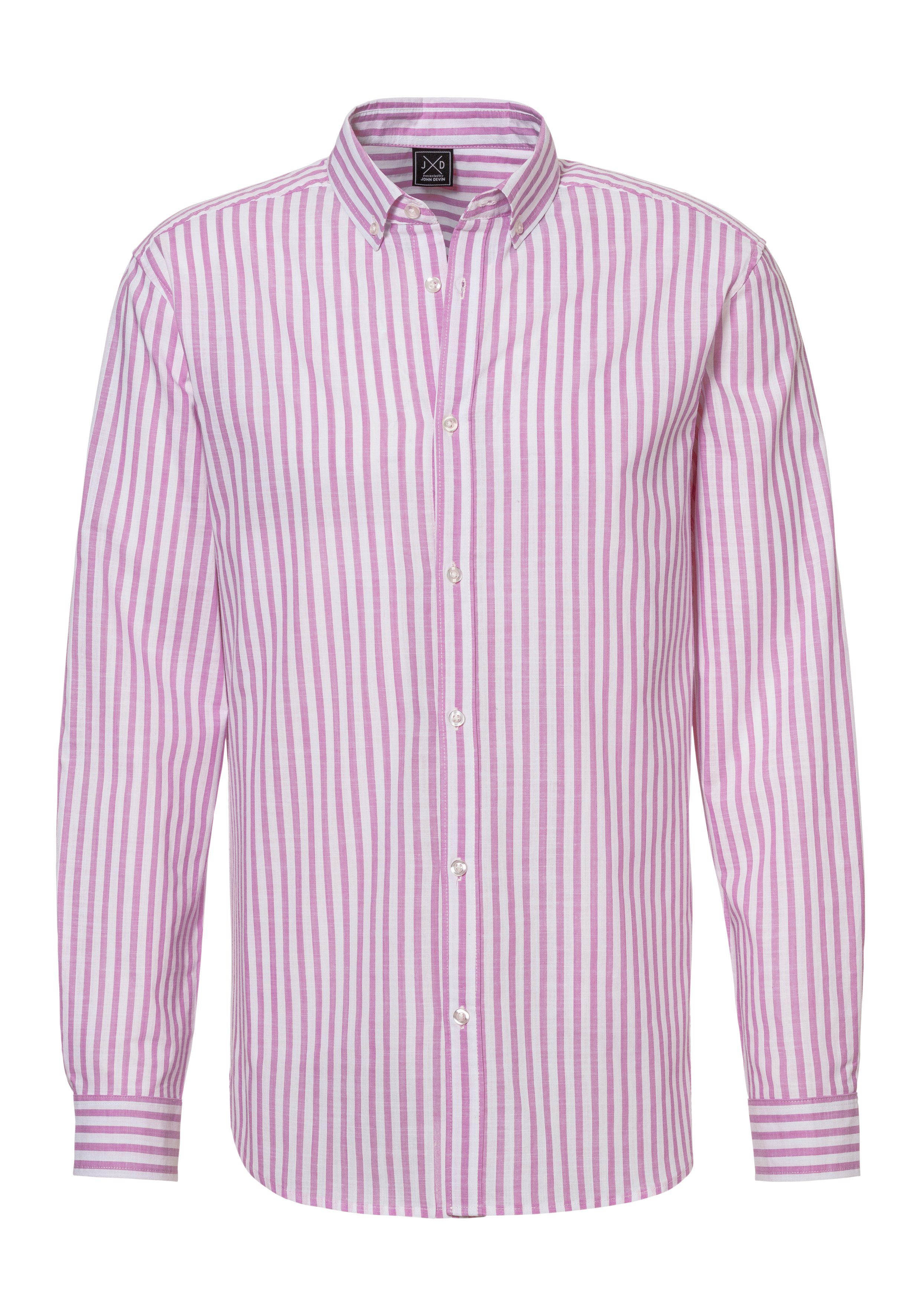 John Devin Overhemd met lange mouwen Regular fit Gestreept overhemd met button-down-kraag, van 100% katoen heren maat L (41/42) roze