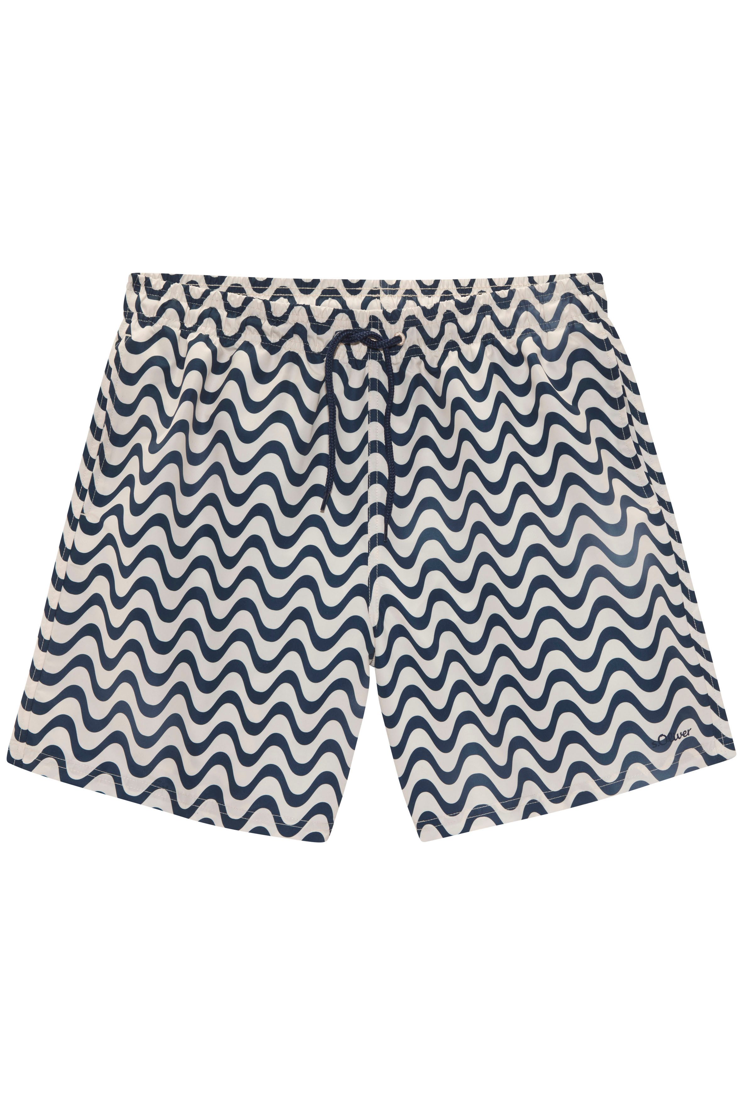 s.Oliver RED LABEL Beachwear Zwemshort Jeason in golfontwerp heren maat M blauw