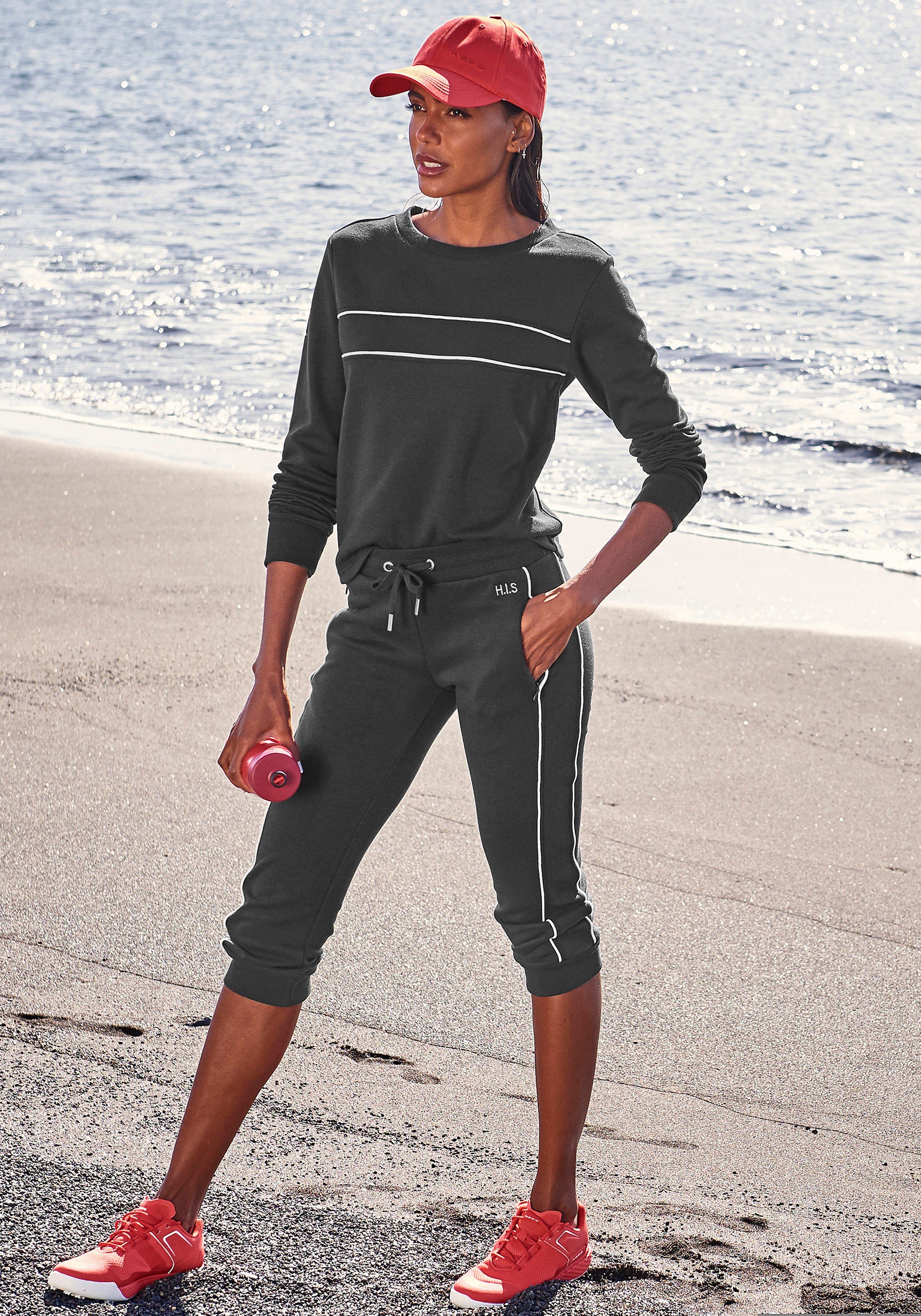 H.I.S Sweatshirt met piping op de borst, loungewear