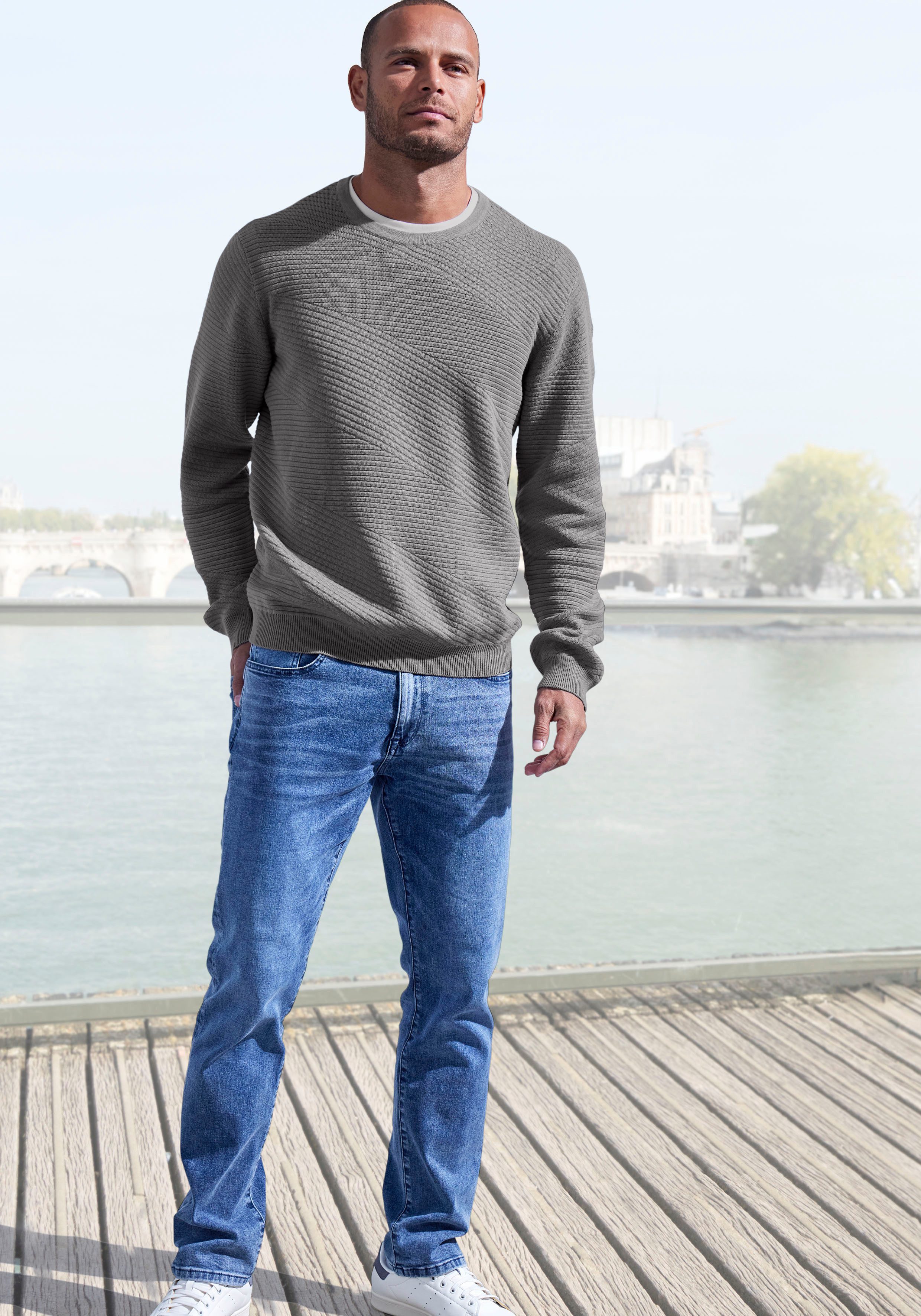 John Devin Gebreide trui Pullover van zachte structuurbreiwerk