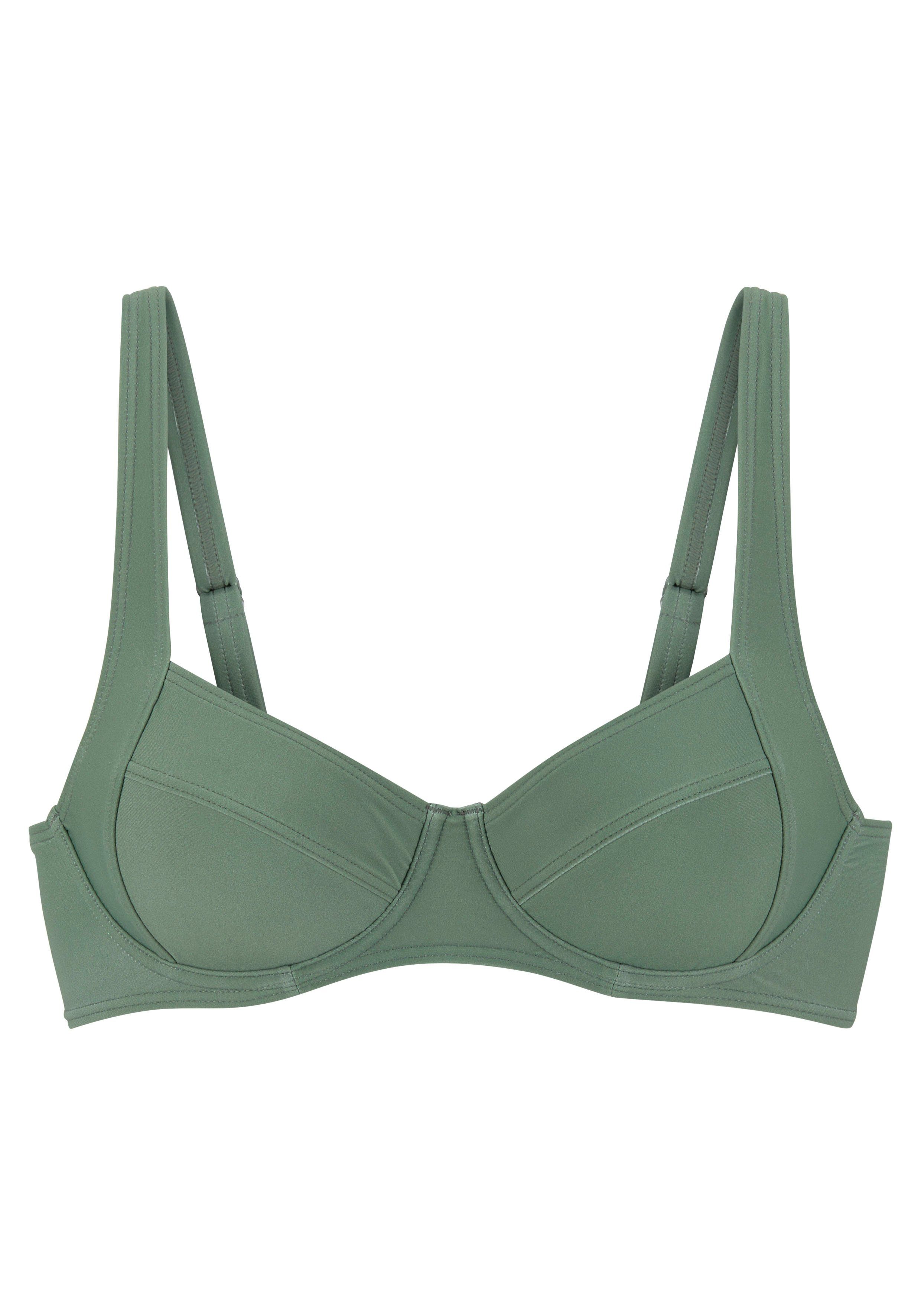 Lascana Bikinitop met beugels Lolo in modieuze snit beugel bikini's maat D D groen