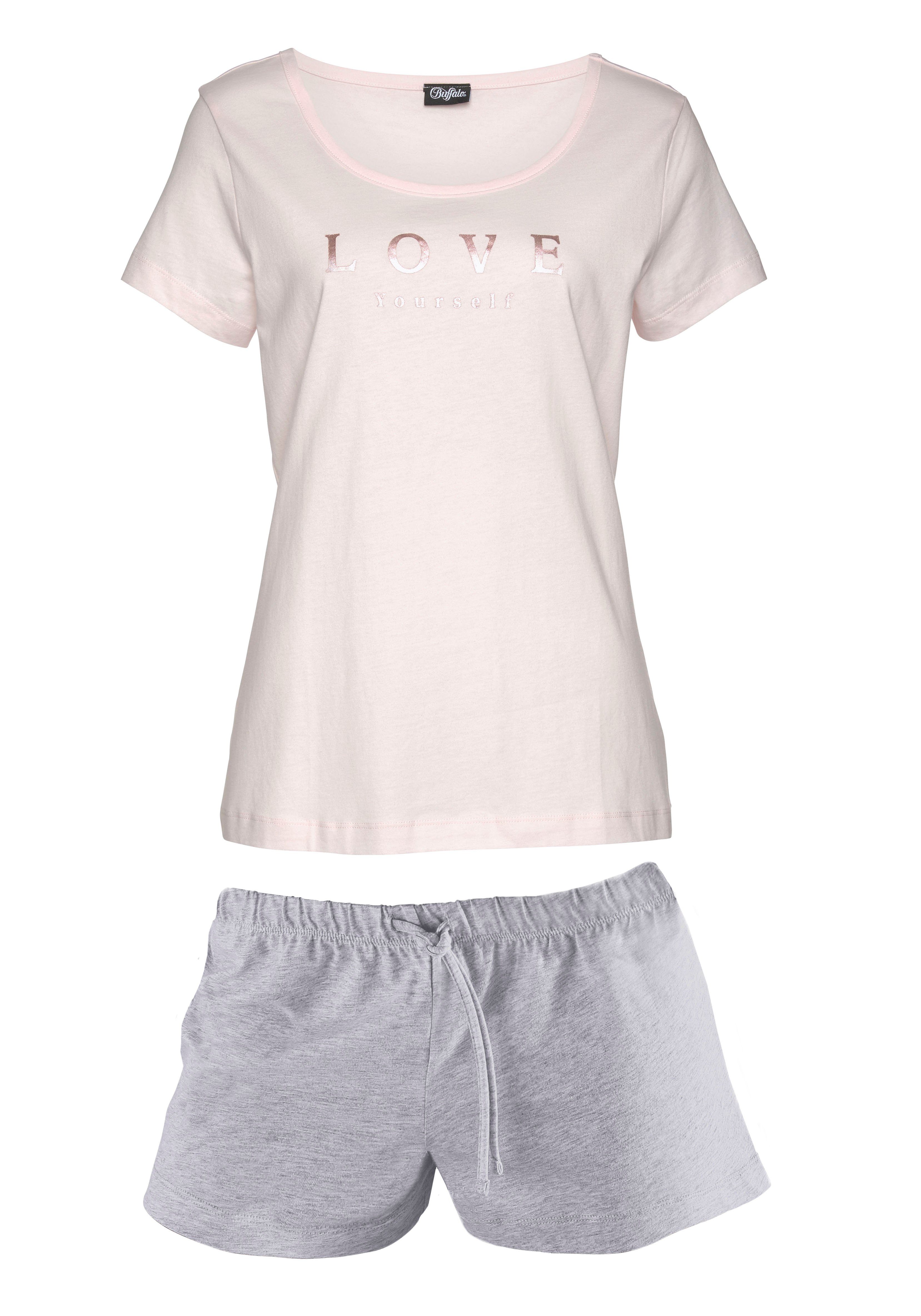 Buffalo Shortama met statement-print (2-delig, 1 stuk) shorty's maat 32/34 roze