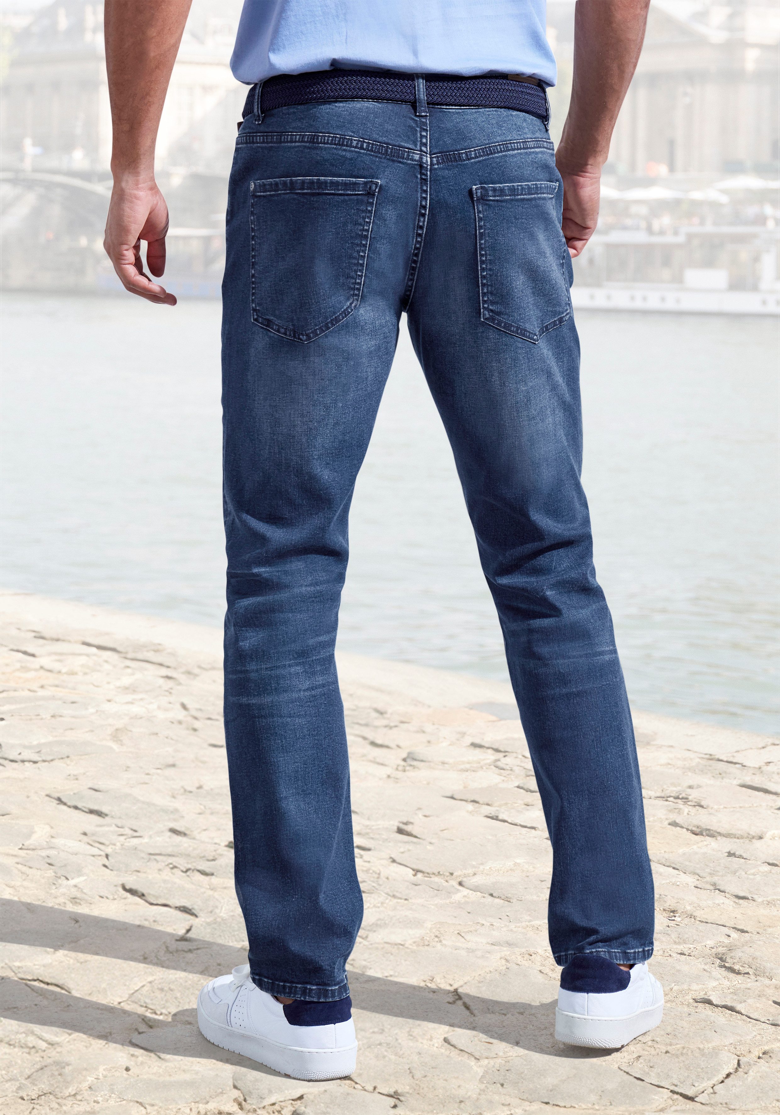 John Devin 5-pocket jeans Straight-fit Jeans in elastische denimkwaliteit