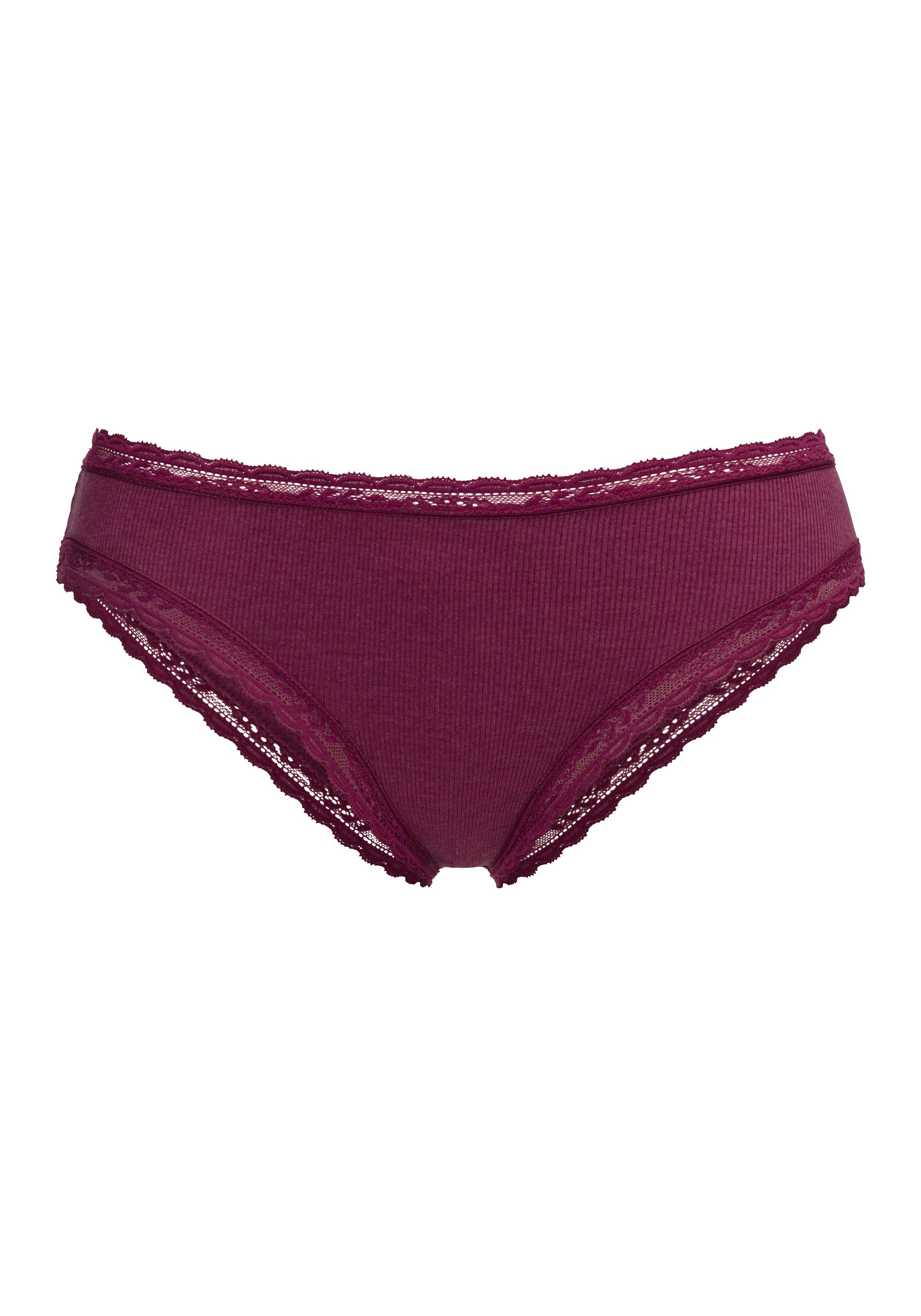 s.Oliver RED LABEL Beachwear Brazilian slip met modieuze kant (set, 2 stuks)