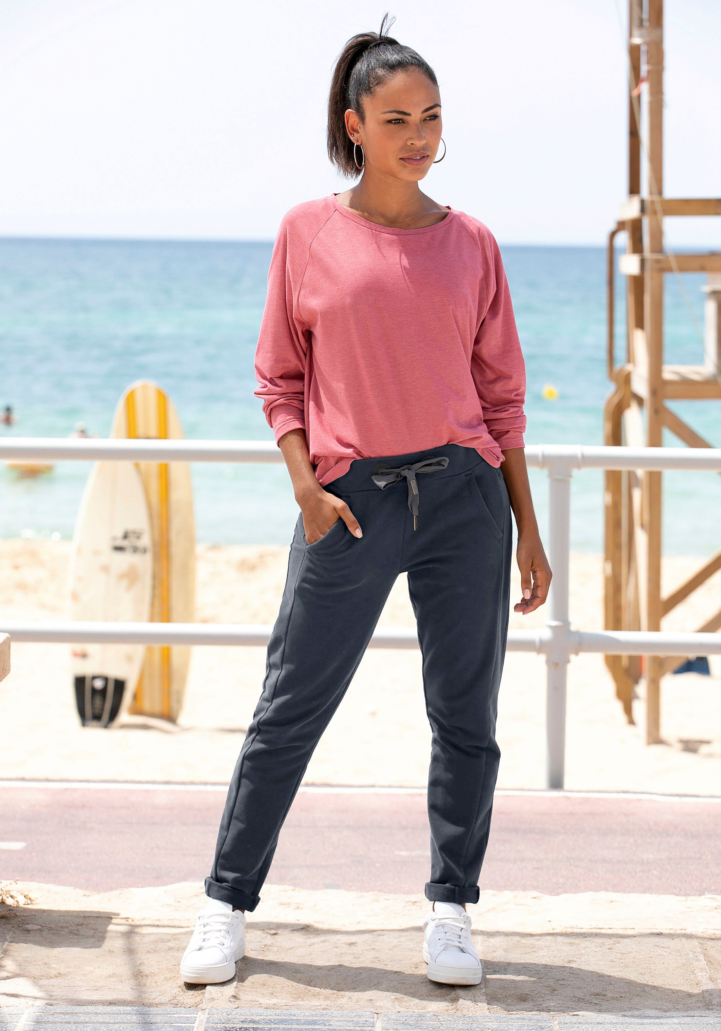 Elbsand Sweatbroek Brinja met logoprint op de tailleband en zakken, joggingbroek, loungebroek