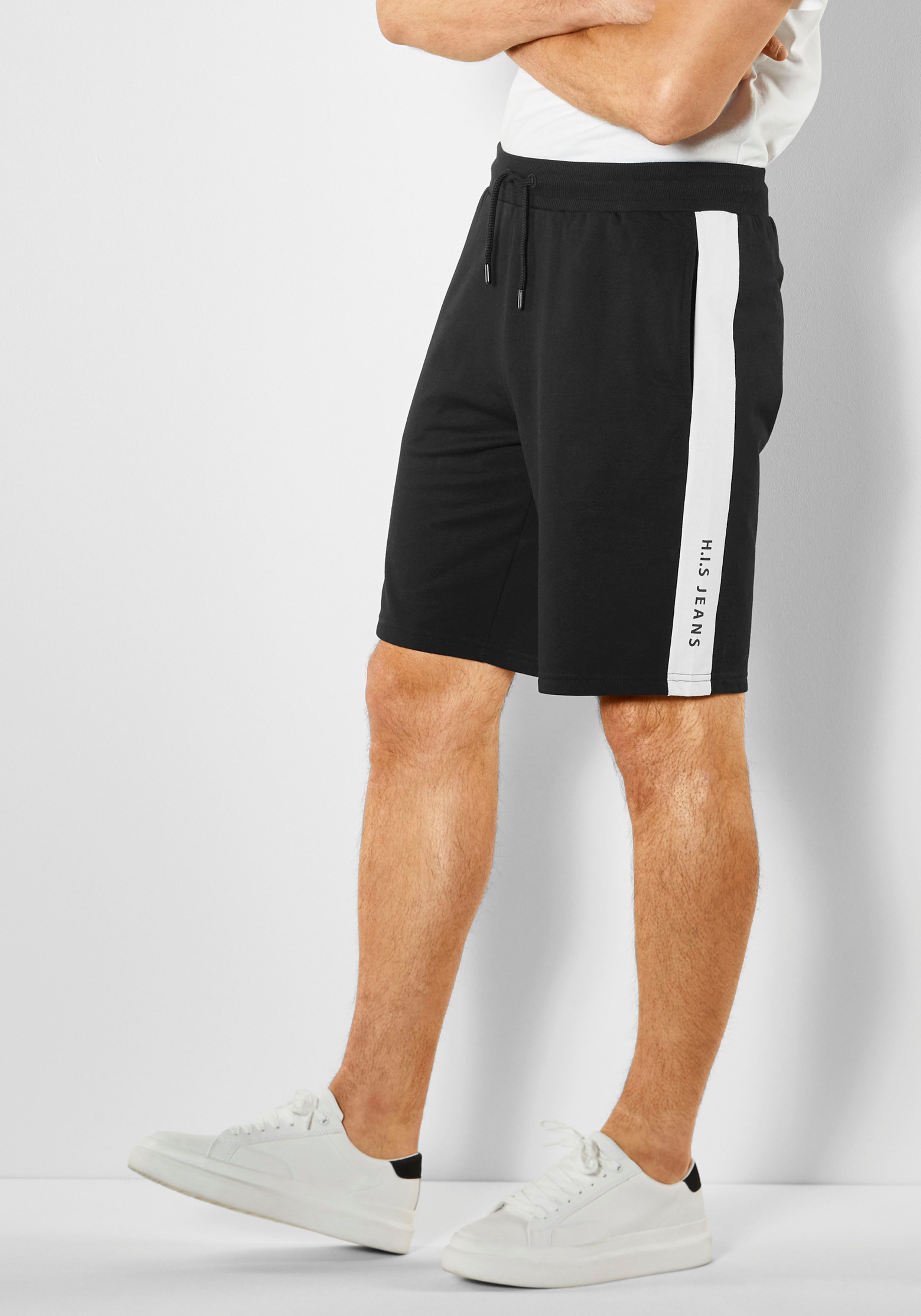 H.I.S Sweatshort opzij strepen met logoprint