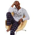 h.i.s pyjama in een lang model met flannellen broek wit