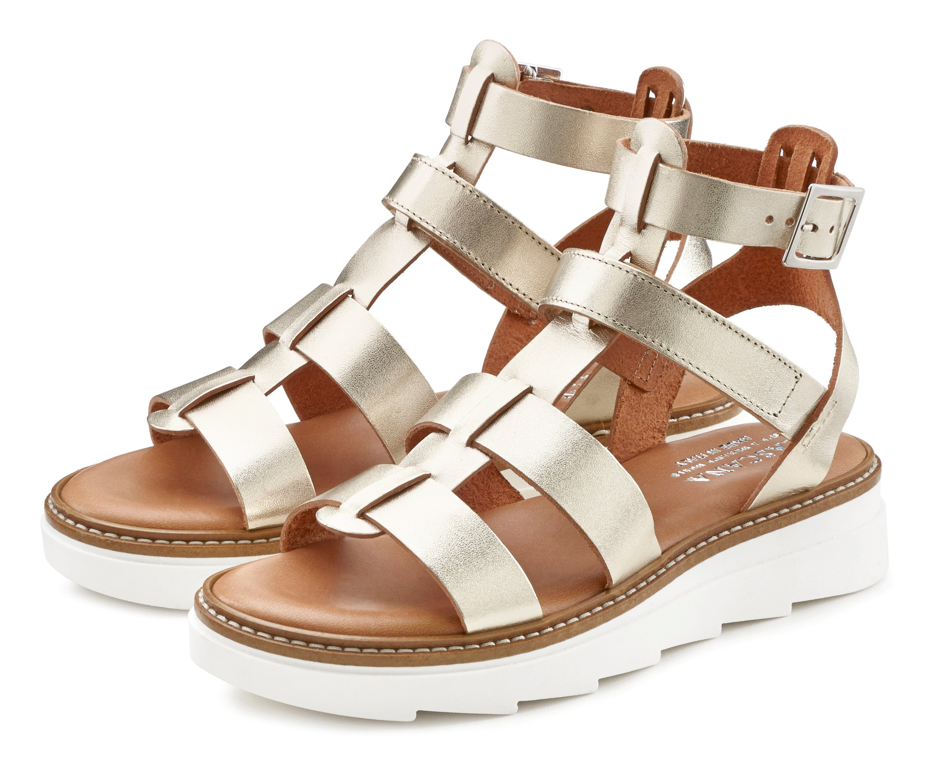 Lascana Sandalen Sandalette, zomerschoen van leer met lichte plateausole