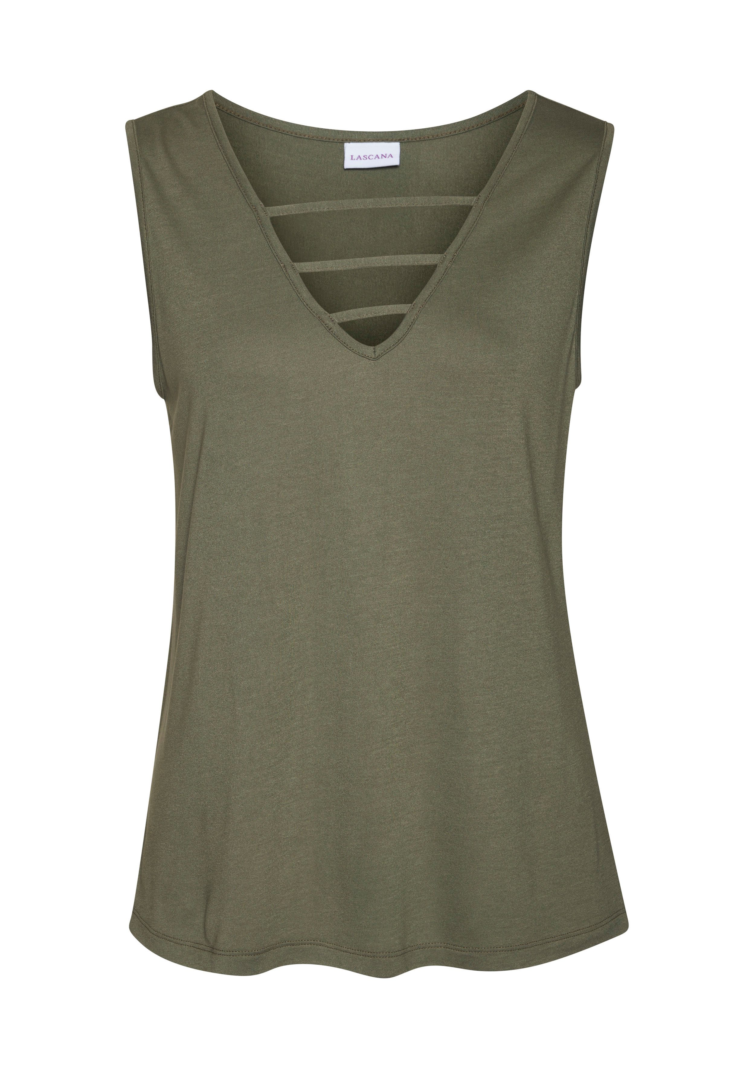 Lascana Tanktop met sierbanden, jerseytop, modieuze damestop