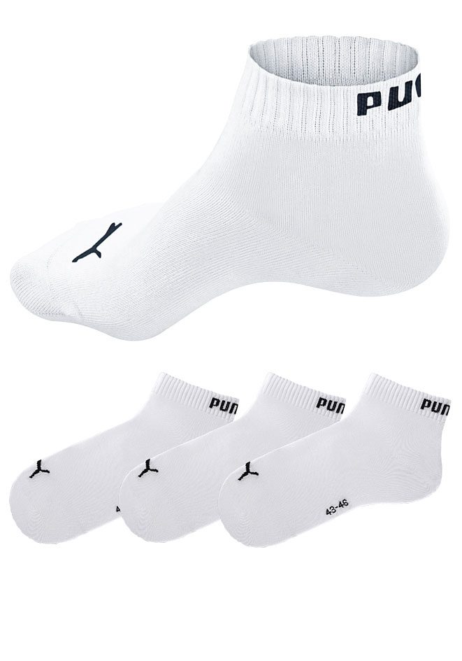 PUMA Korte sokken Ademend, ribboorden, zachte katoenmix (3 paar) heren maat 39-42 wit