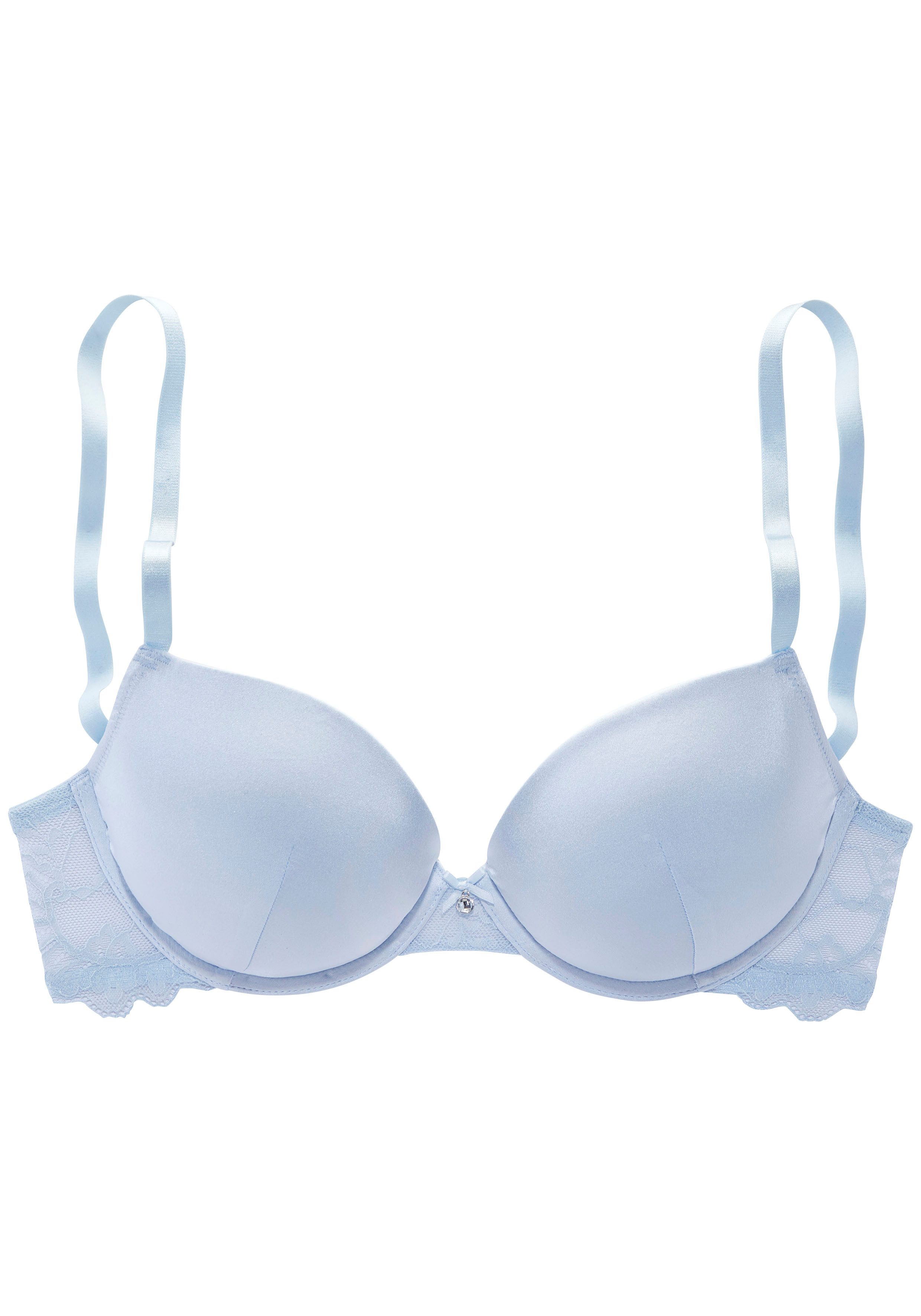 Lascana Push-up-bh Alana gemaakt van elegante stof met hoog zijdegehalte en gebloemd kant, lingerie