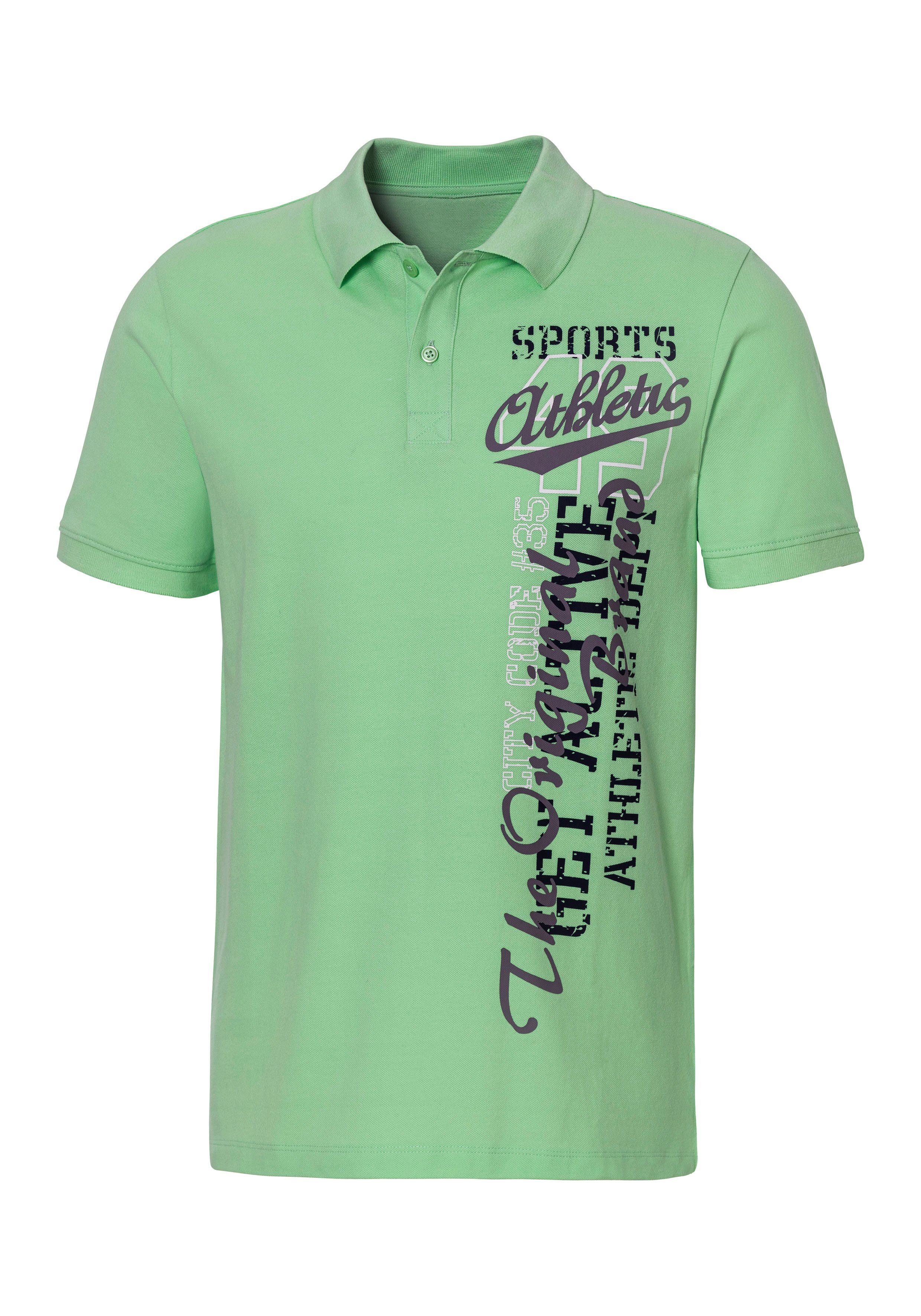 John Devin Poloshirt met grote print aan de voorkant van katoen-piqué heren maat XXL (60/62) groen