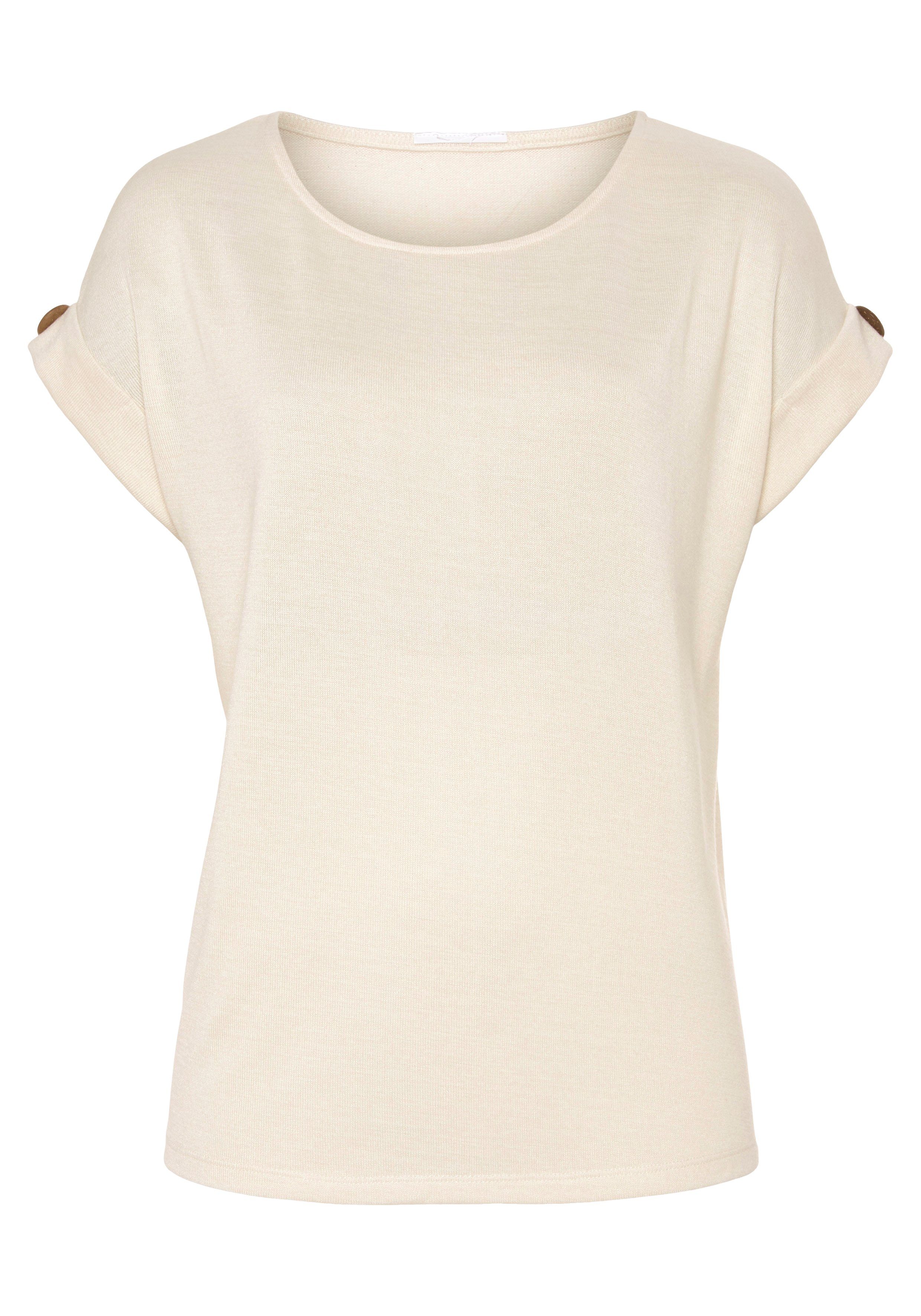 Lascana Shirt met korte mouwen Met knoopdetail aan de mouwafsluiting (set, 1-delig)