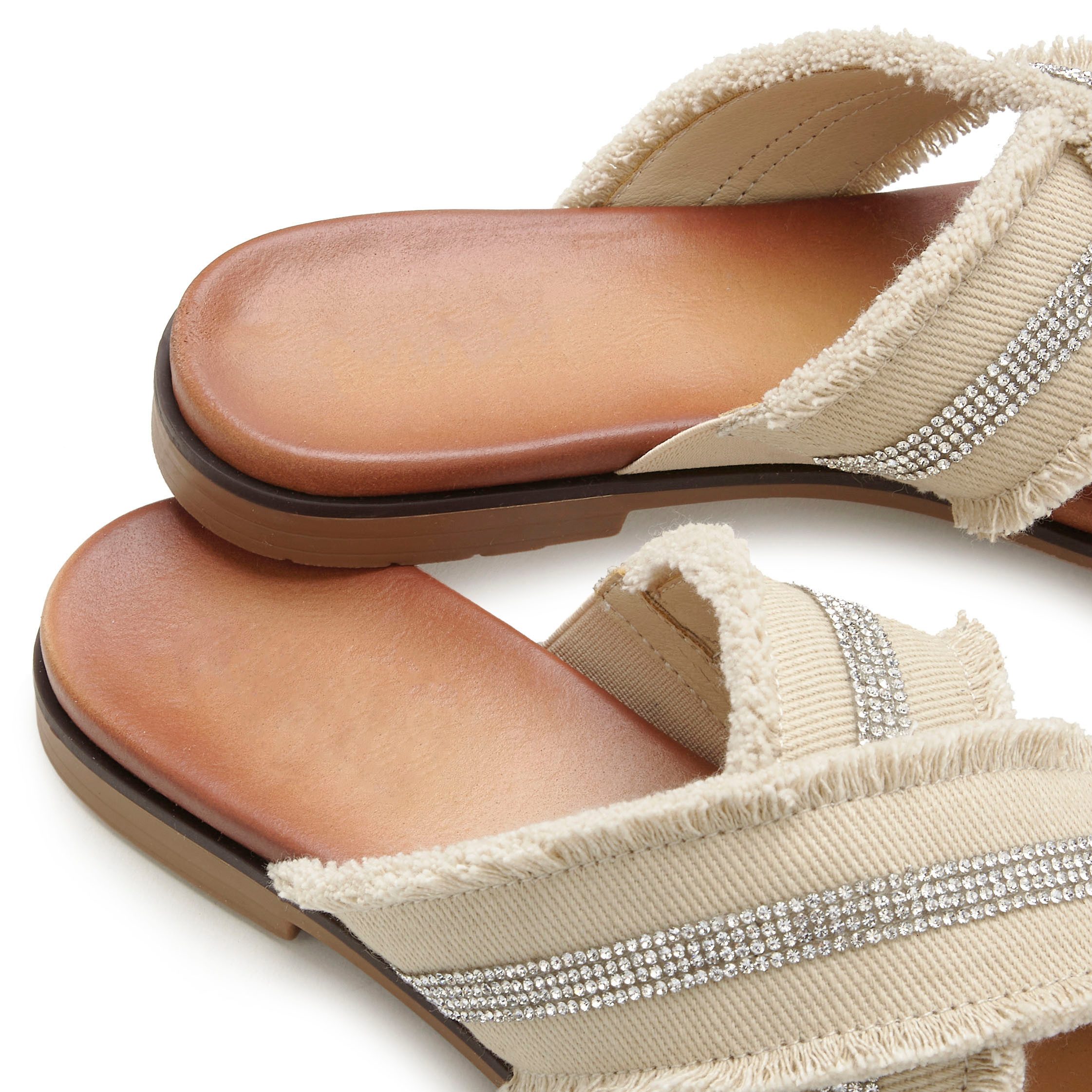 Vivance Slippers Mule, sandaal, zomerschoen met subtiele strass-steentjes en kleine franjes