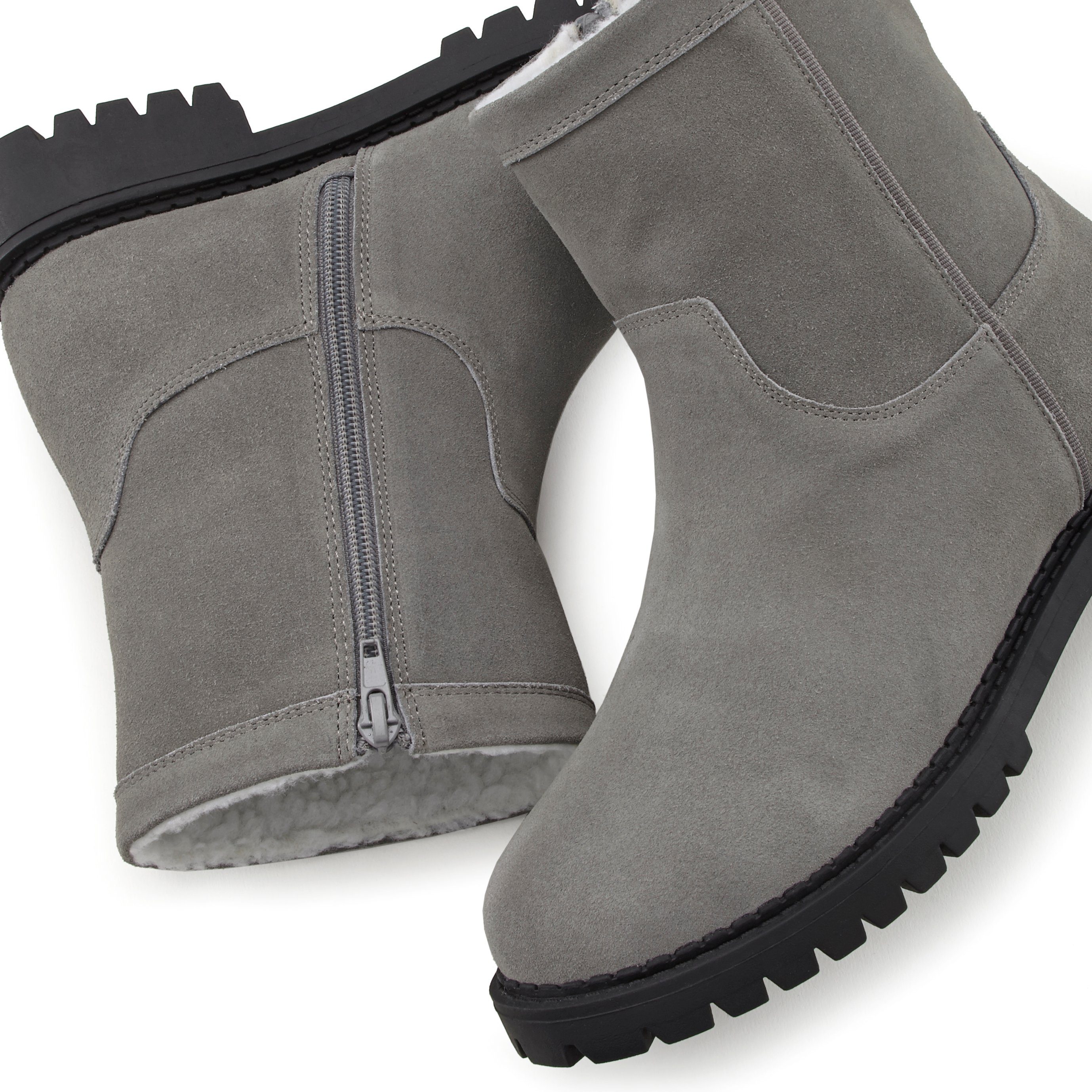 Lascana Winterlaarzen van leer, warme voering en profielzool, laarzen, snowboots, laarsjes