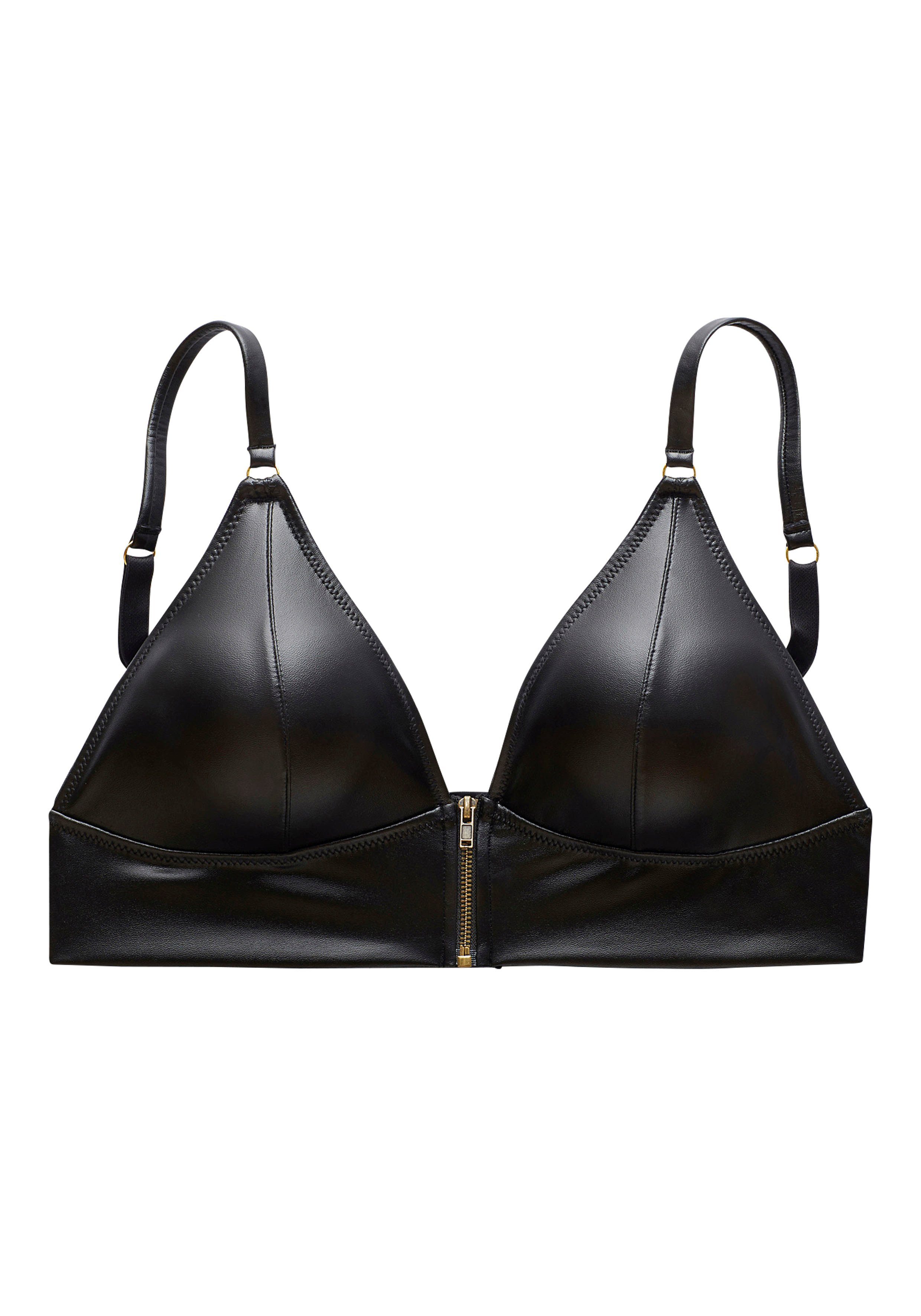 petite fleur gold Bralette-bh zonder beugel in leerlook met rits, kunstleer, sexy lingerie