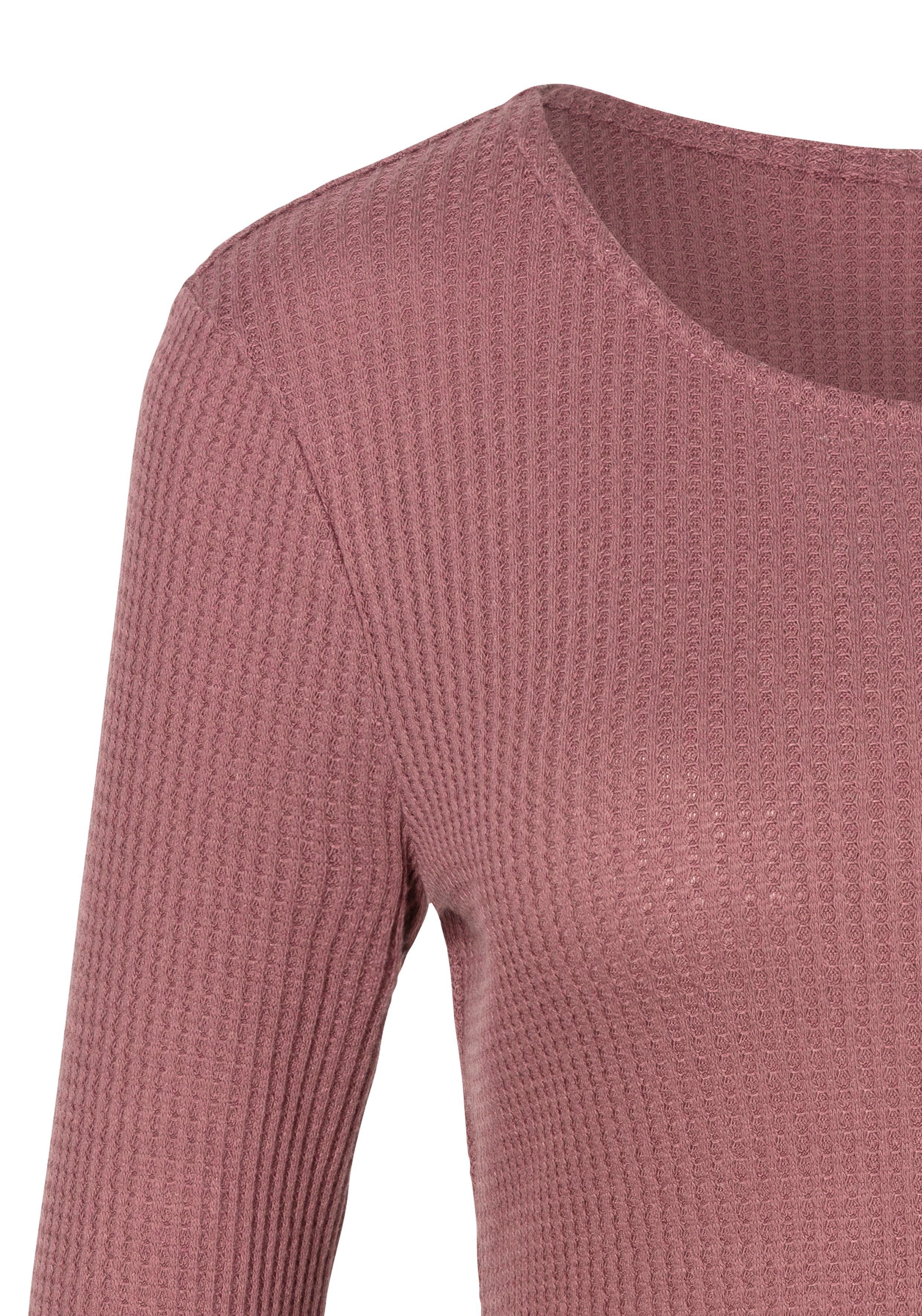 Lascana Shirt met lange mouwen In modieuze piqué-optiek van onderhoudsvriendelijke kwaliteit met viscose (Set van 2)