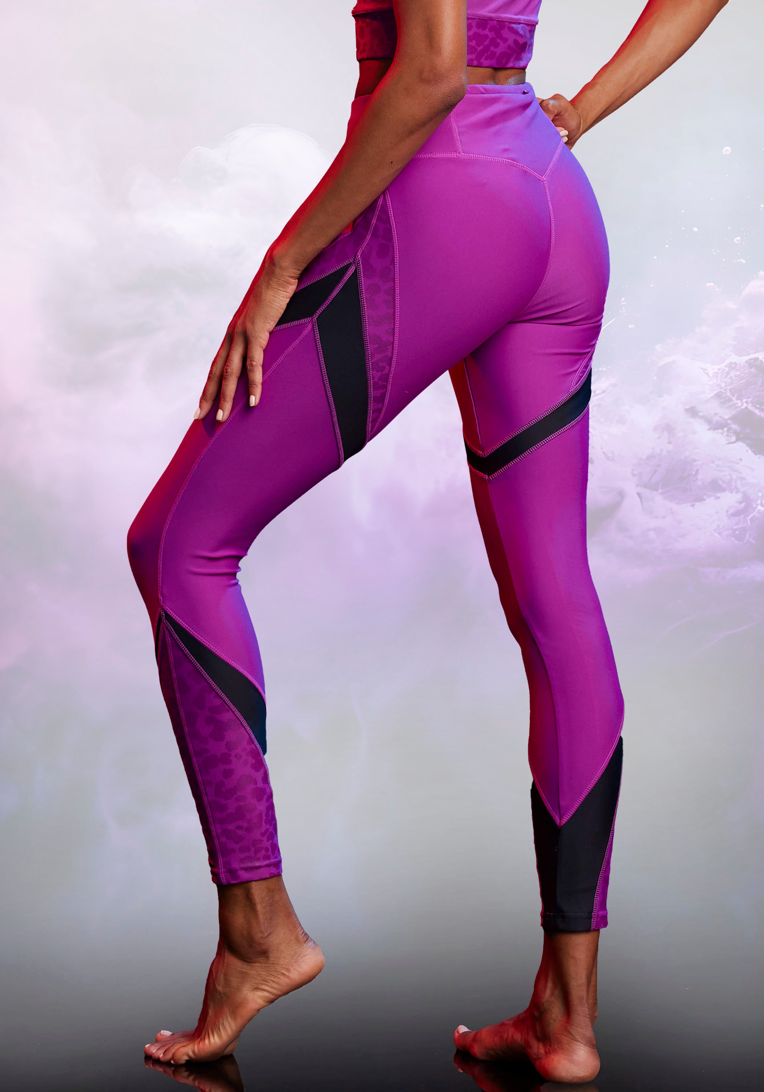 active by Lascana Legging met leo- en kleurinzetstukken