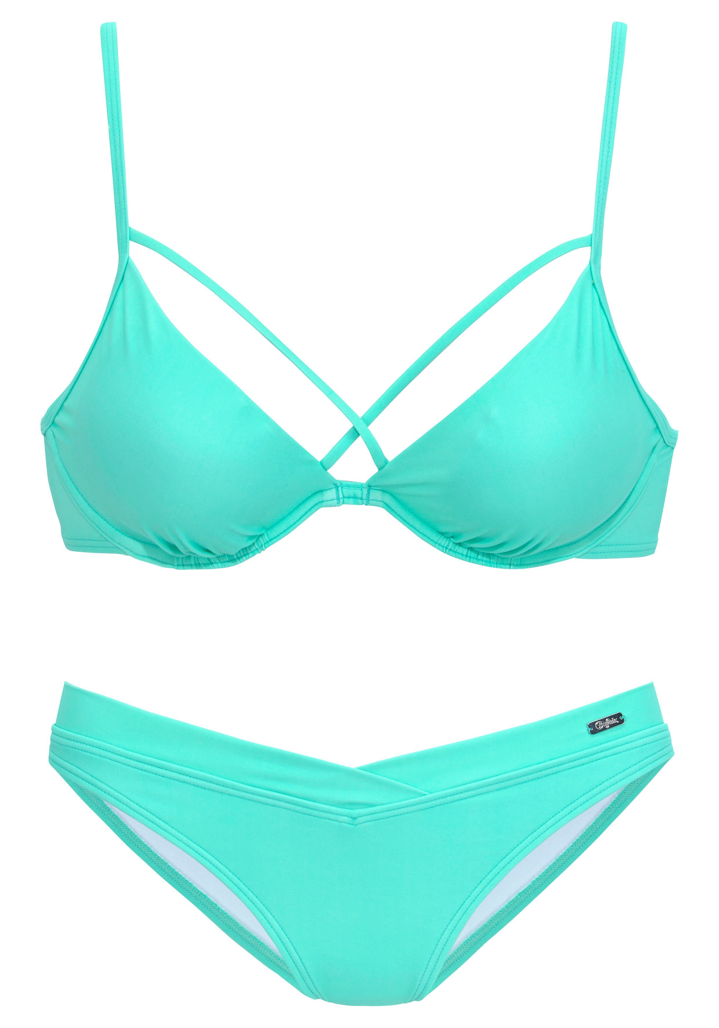 Buffalo Beugelbikini met siervbanden aan de top beugel bikini's maat D D blauw