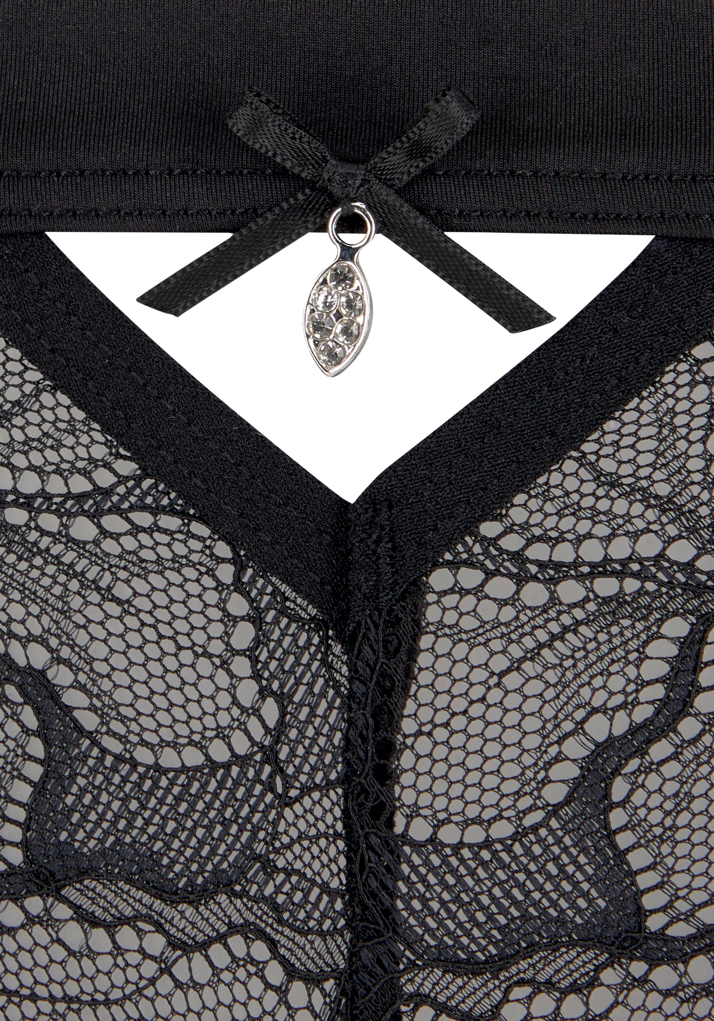 Lascana Tanga met edel accessoire en fijne band van satijnmateriaal