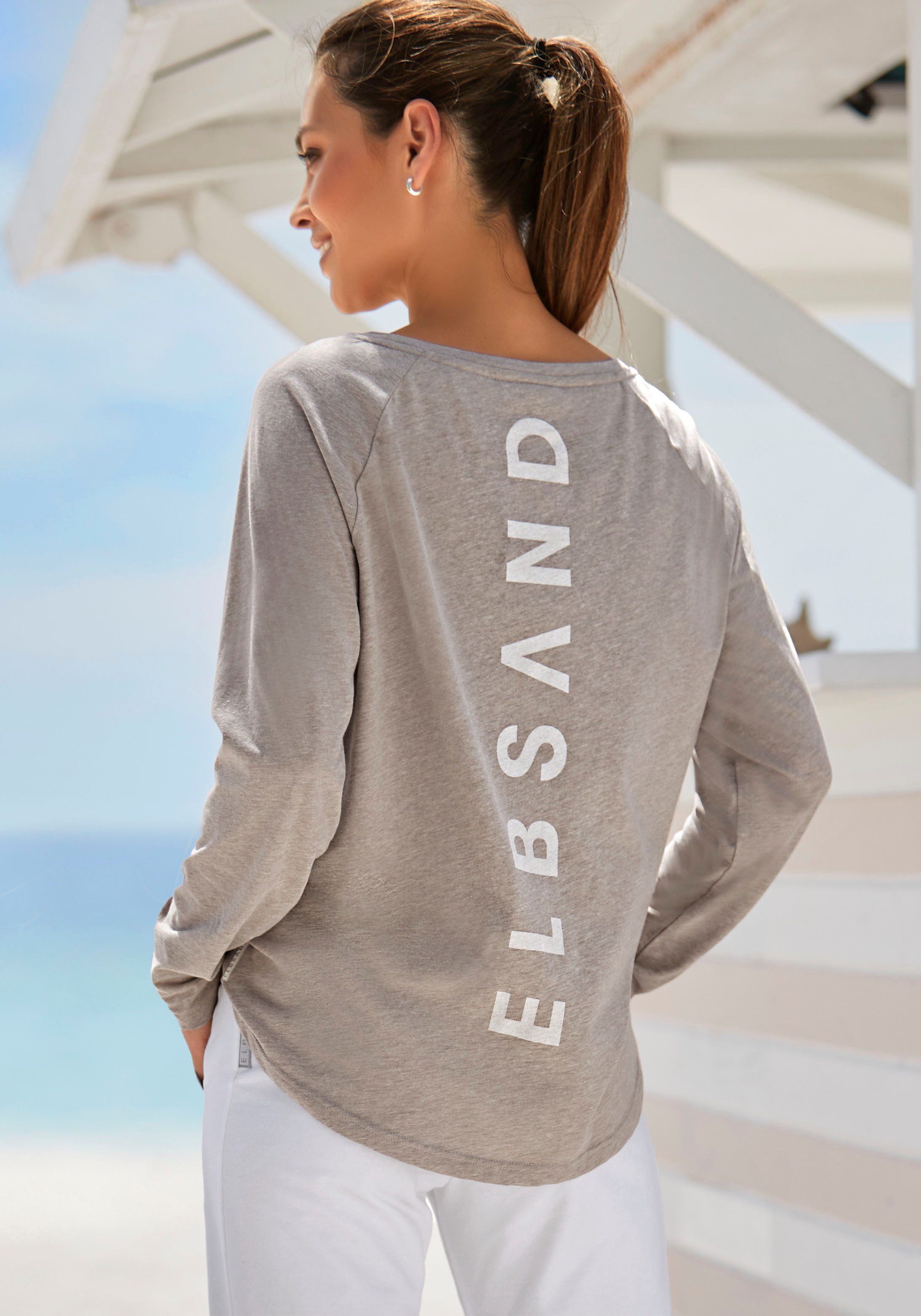 Elbsand Longsleeve Tira met logoprint op de rug, shirt met lange mouwen, sportief-casual